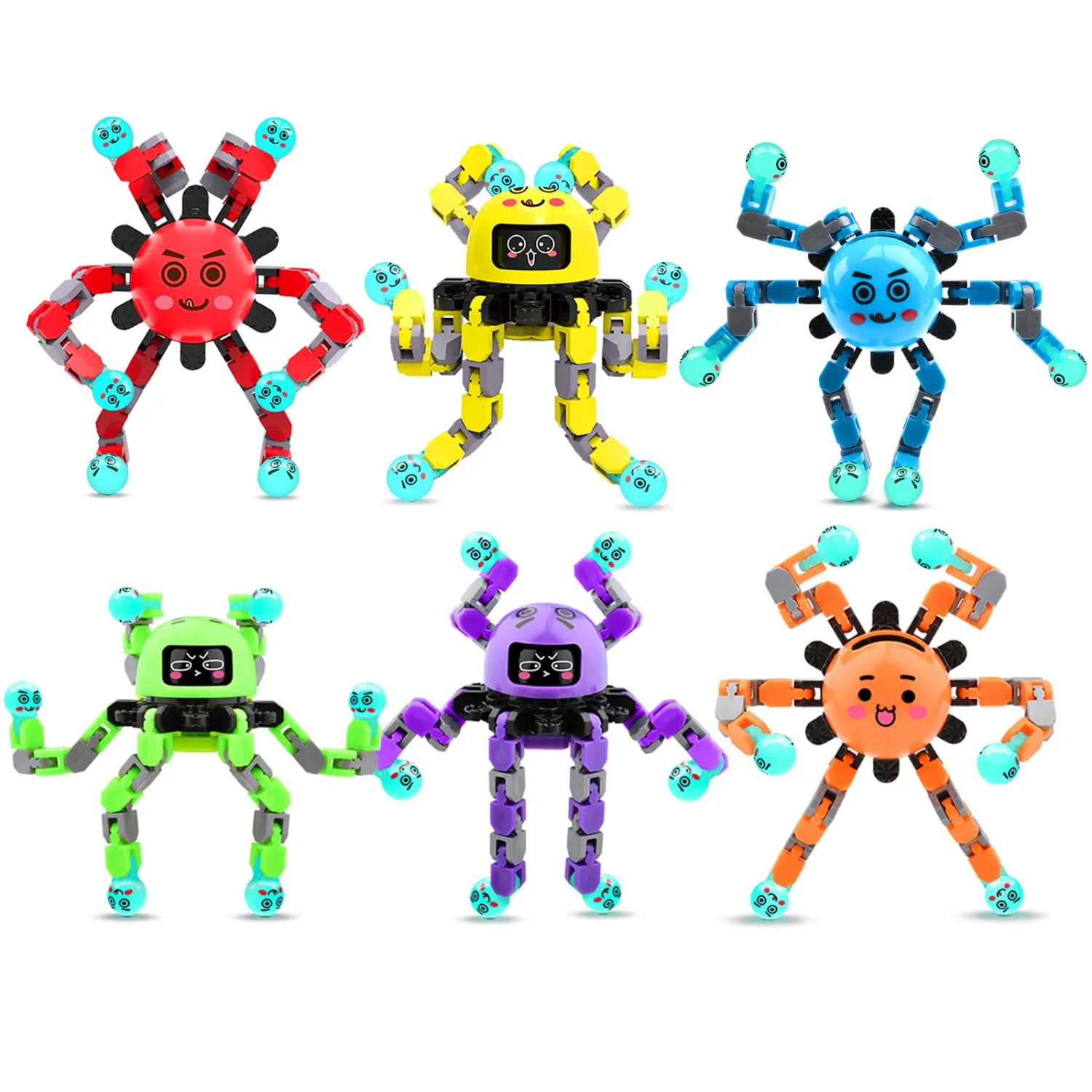 Transformable Fidget Spinner Toys for Kids and Adults,6 PCS Sensory Toy for Boys Girl ADHD Stress Relief,Easter Basket Stuffers Gifts Fingertip Gyros Birthdays Travel Party Favors for Teens