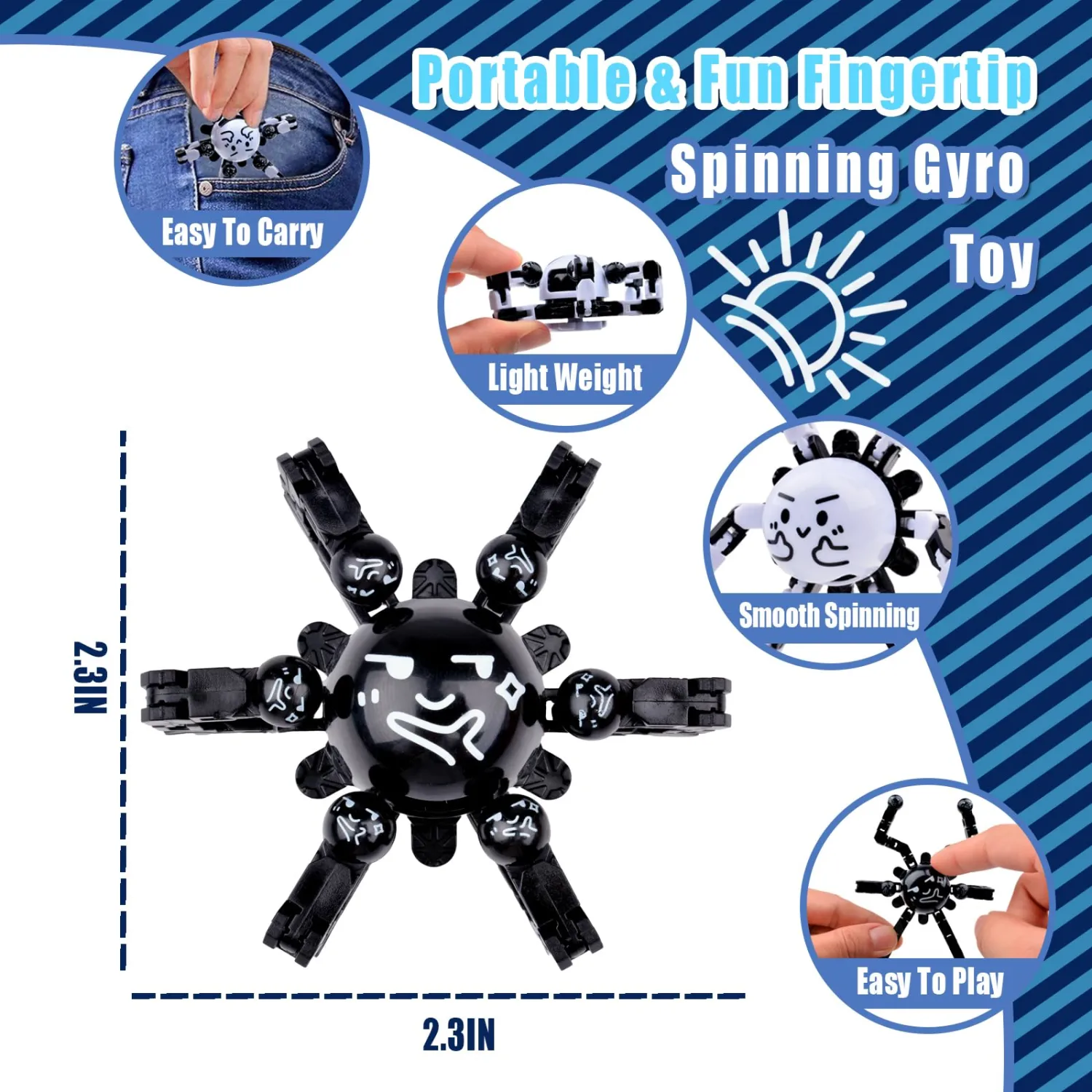 Transformable Fidget Spinners Toys for Adults and Kids,Cool Fingertip Gyros Easter Basket Stuffers Birthdays Gifts for Teens,Sensory Travel Toys for Boys Girls ADHD Autism Relief Stress