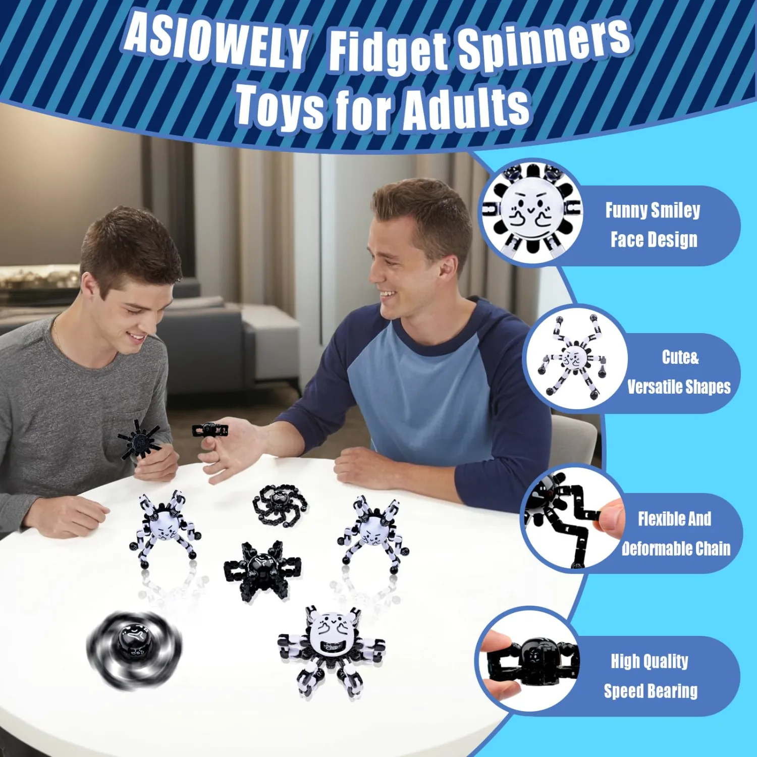 Transformable Fidget Spinners Toys for Adults and Kids,Cool Fingertip Gyros Easter Basket Stuffers Birthdays Gifts for Teens,Sensory Travel Toys for Boys Girls ADHD Autism Relief Stress