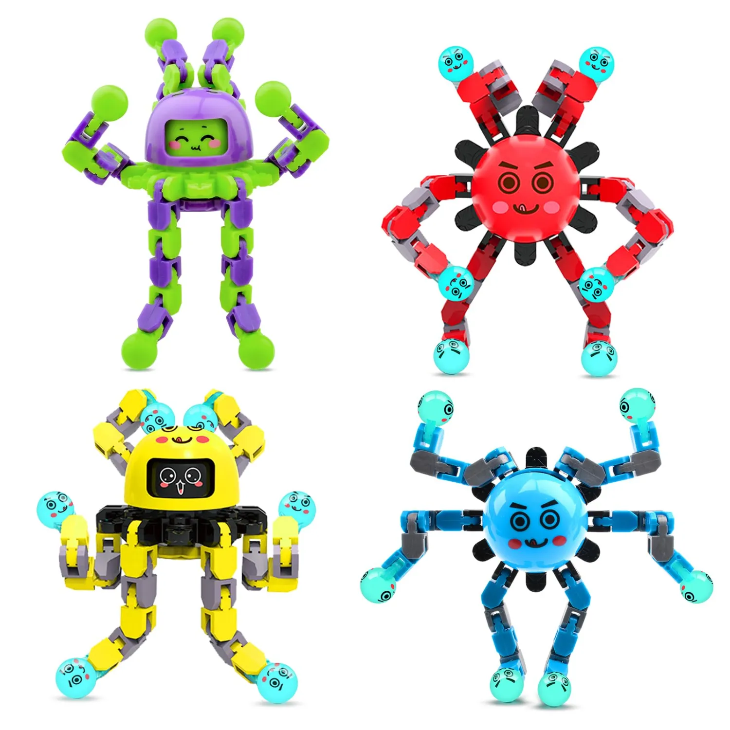 Transformable Fidget Spinner Toys for Kids and Adults,4 PCS Sensory Toy for Boys Girl ADHD Stress Relief,Easter Basket Stuffers Gifts Fingertip Gyros Birthdays Travel Party Favors for Teens