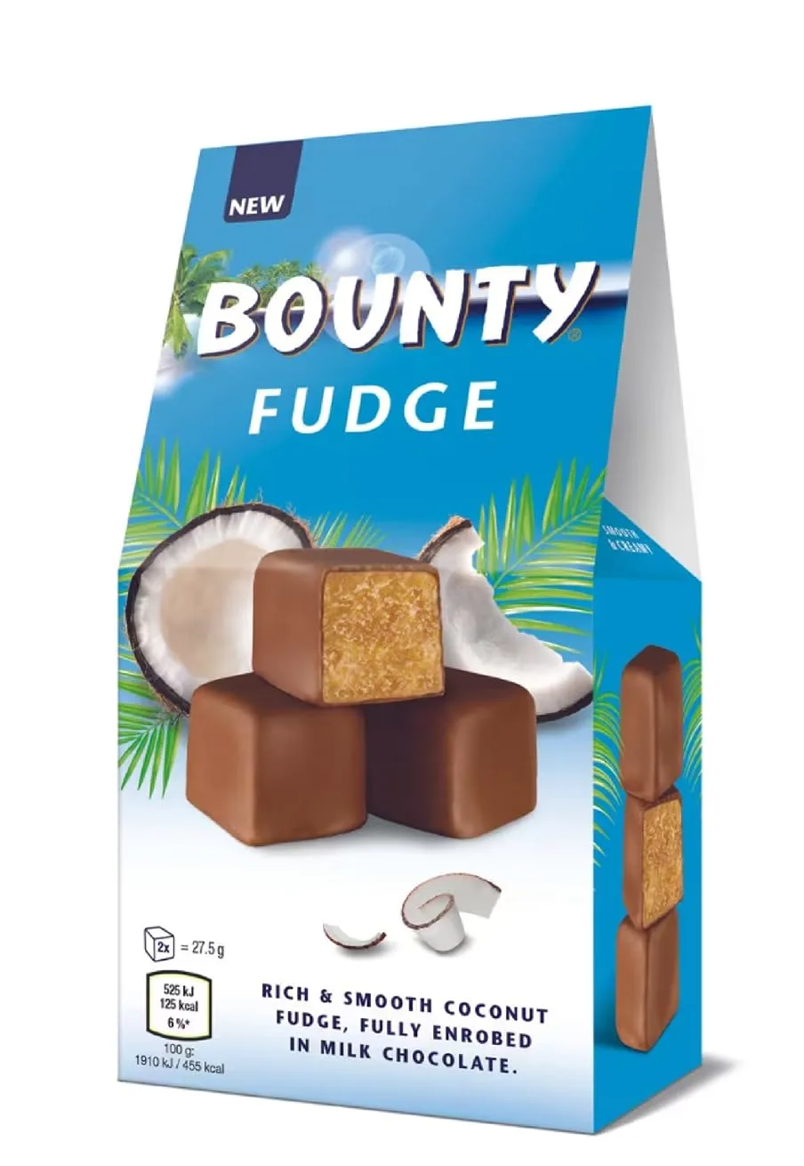Bounty's-Fudge Chocolate Coconut, Rich and Smooth Milk Chocolate Covered. (110g)
