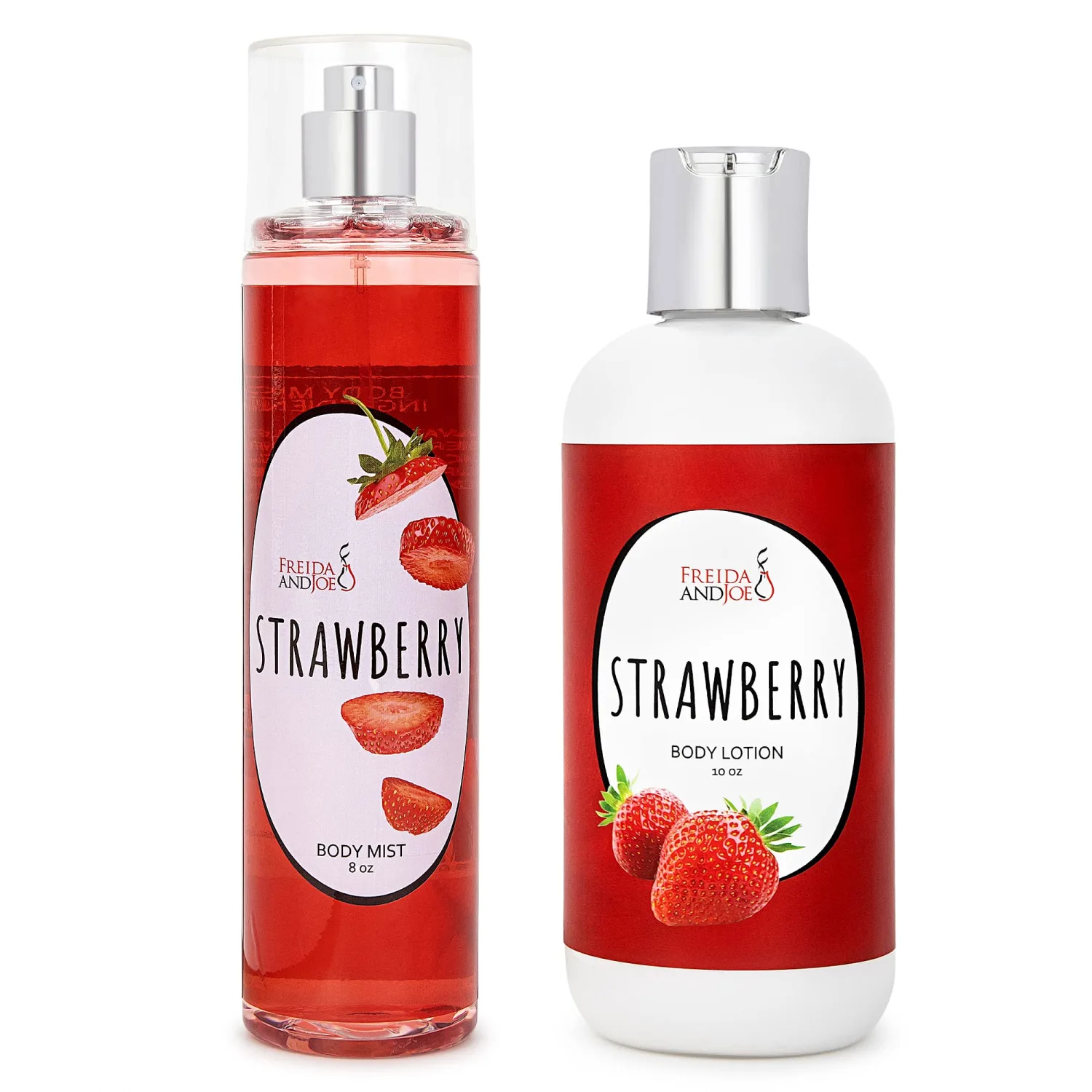 Home Spa Gift 10oz Deep Moisturizing Fragrance Body Lotion & 8 oz. Fine Fragrance Body Mist Set Luxury Self-Care Combo for Women and Girls (Strawberry) – Mother's Day Gift for Mom