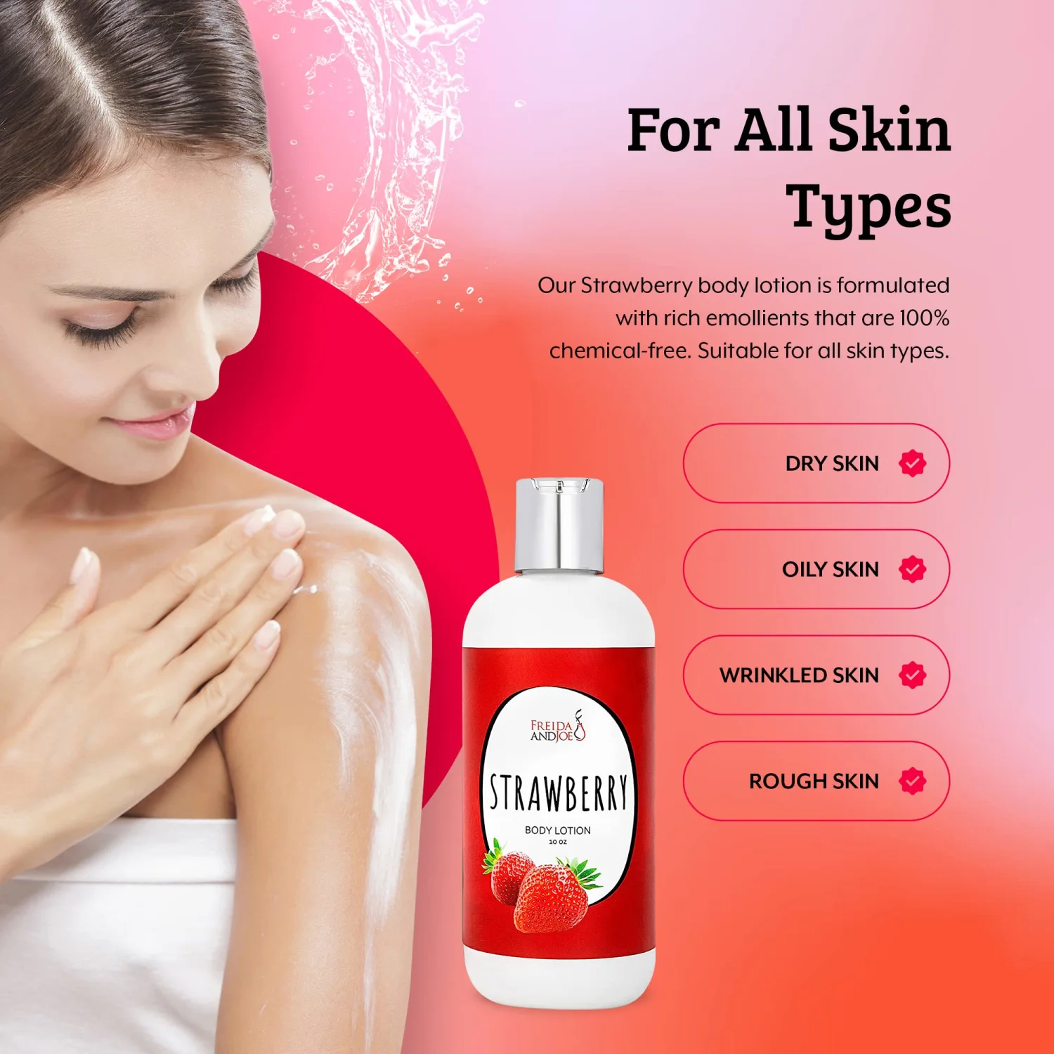 Home Spa Gift 10oz Deep Moisturizing Fragrance Body Lotion & 8 oz. Fine Fragrance Body Mist Set Luxury Self-Care Combo for Women and Girls (Strawberry) – Mother's Day Gift for Mom