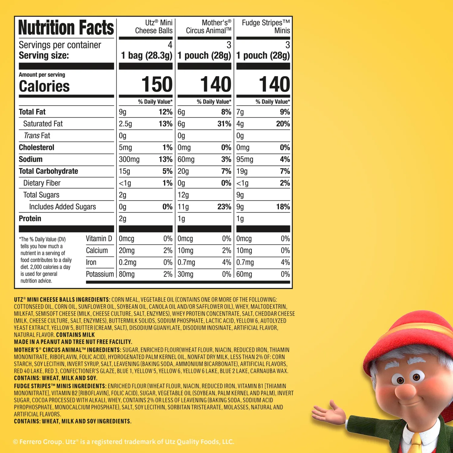 Keebler Sweet & Salty Variety Pack, 10-Count Box, Mother’s Circus, Keebler Fudge Stripes, and Utz Cheese Balls, 10 oz (Pack of 2)
