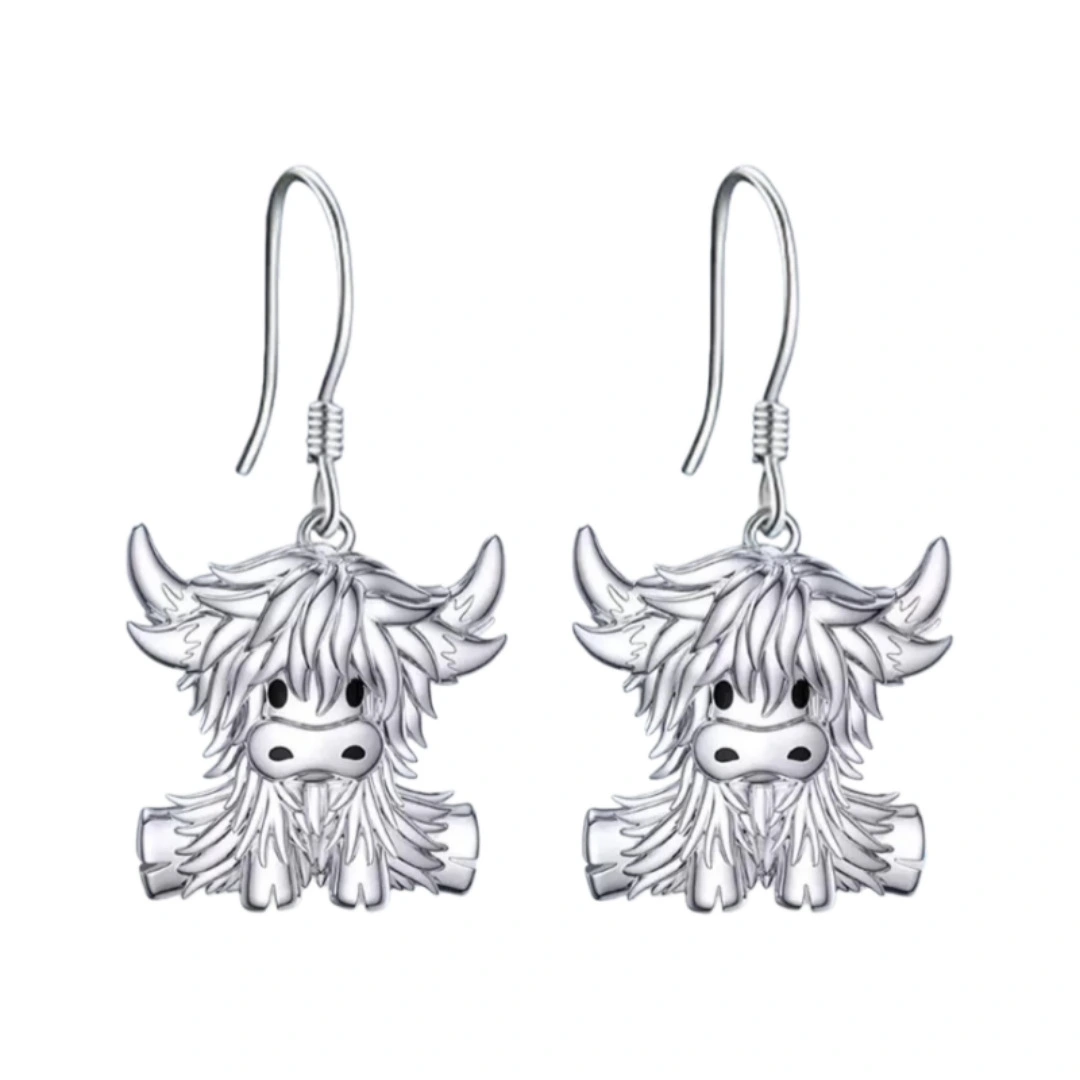 Retro Cute High-land Cow Earring Cartoon-style Versatile
