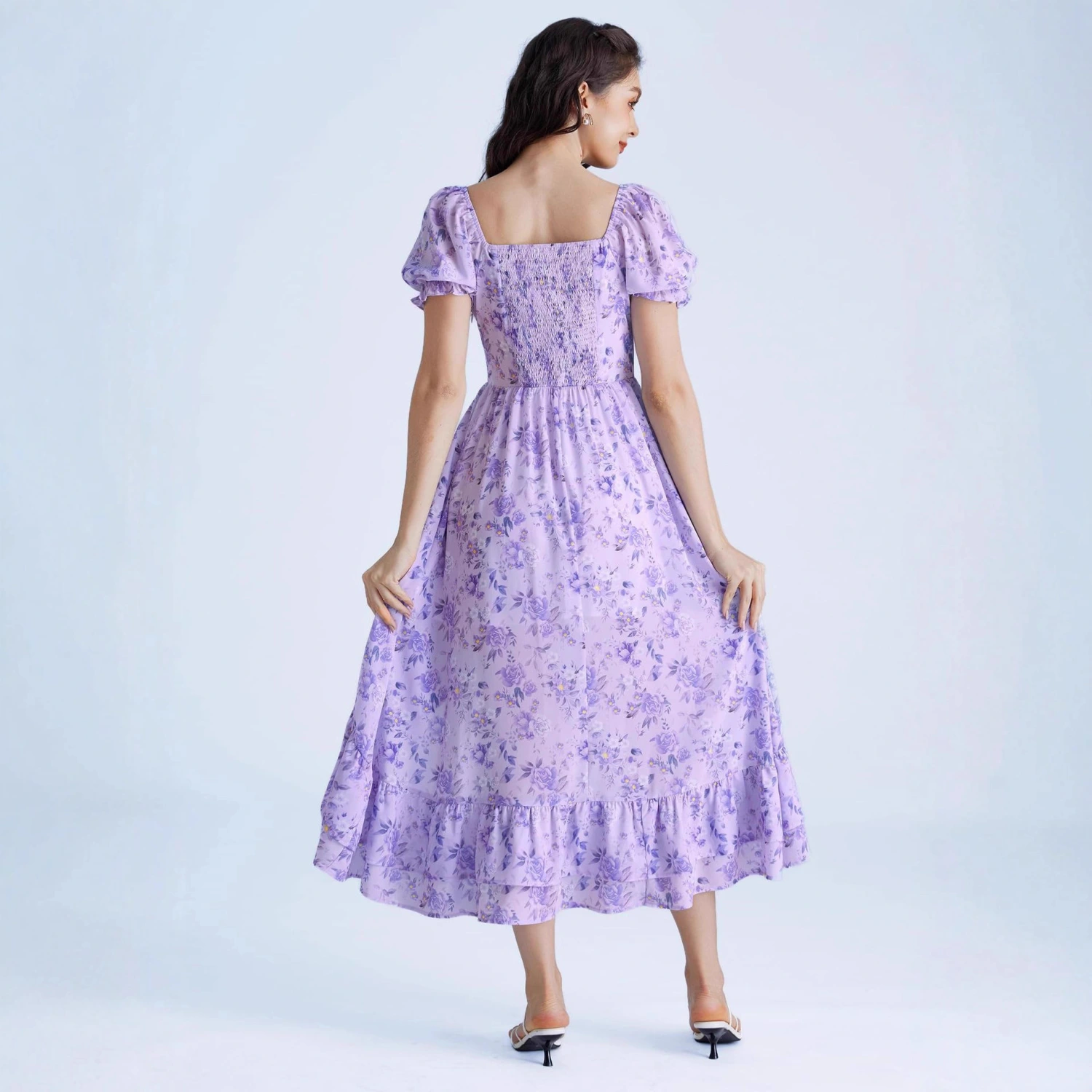 French-style Floral Print Slim-fit Slip Dress For Women