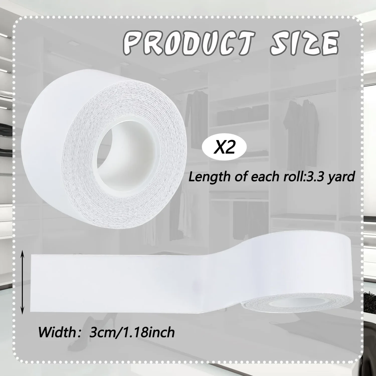 Jecery 2 Rolls Sweat Pads Collar Protectors for Men Women Shirts, Self Adhesive Disposable White Shirt Neck Tape, Dress Hat Collar Invisible Liner Patch Against Sweat Stain (1.18 Inch)