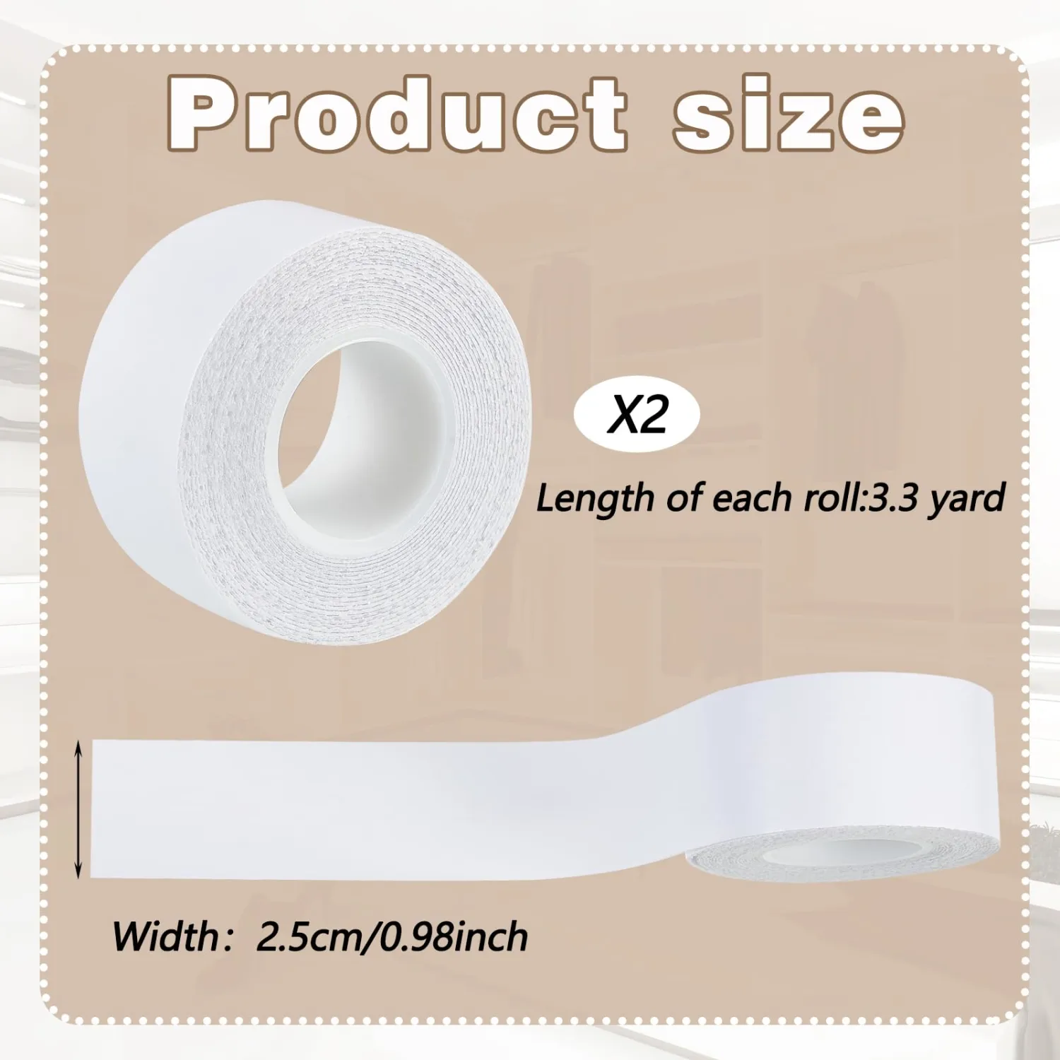 Jecery 2 Rolls Sweat Pads Collar Protectors for Men Women Shirts, Self Adhesive Disposable White Shirt Neck Tape, Dress Hat Collar Invisible Liner Patch Against Sweat Stain (0.98 Inch)