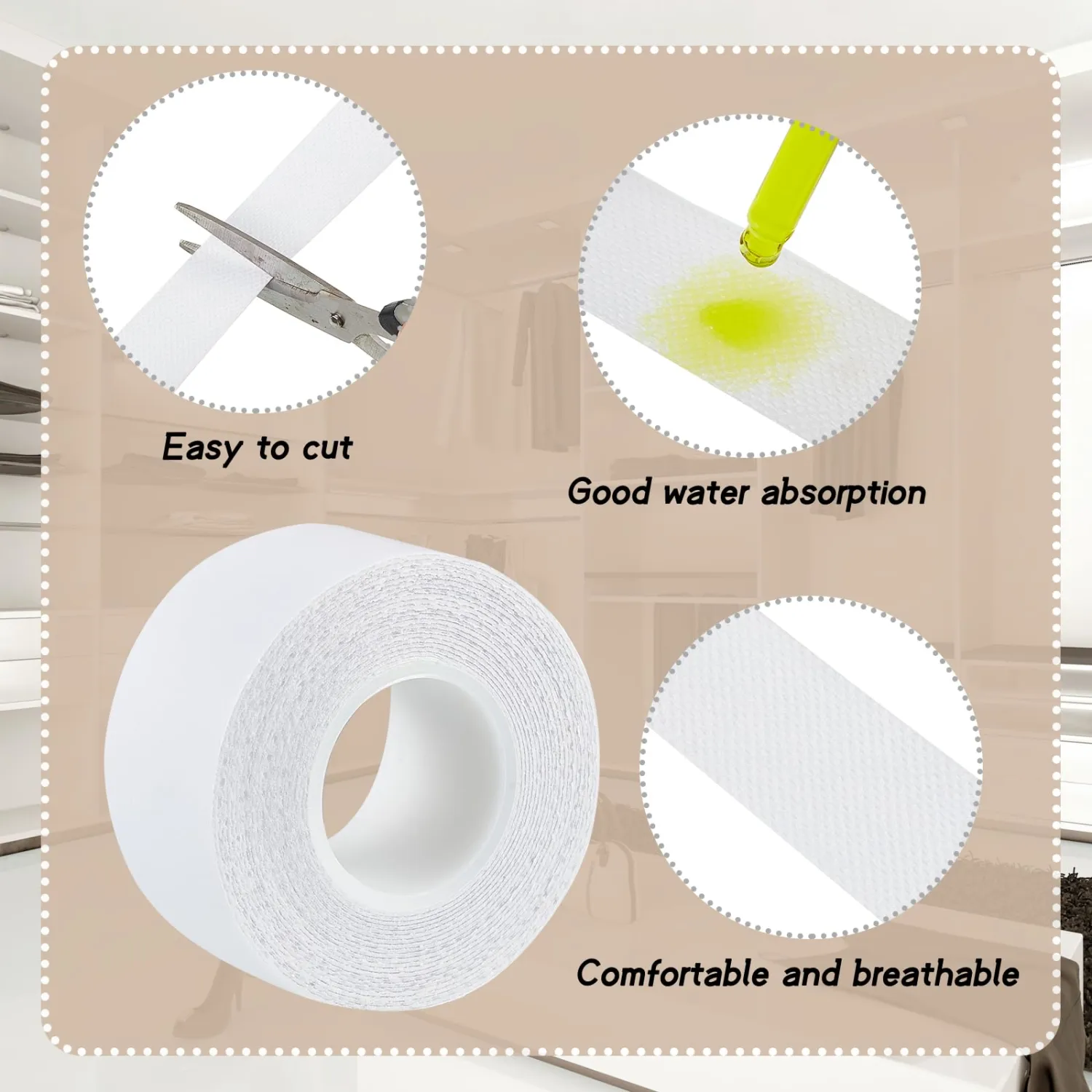 Jecery 2 Rolls Sweat Pads Collar Protectors for Men Women Shirts, Self Adhesive Disposable White Shirt Neck Tape, Dress Hat Collar Invisible Liner Patch Against Sweat Stain (0.98 Inch)