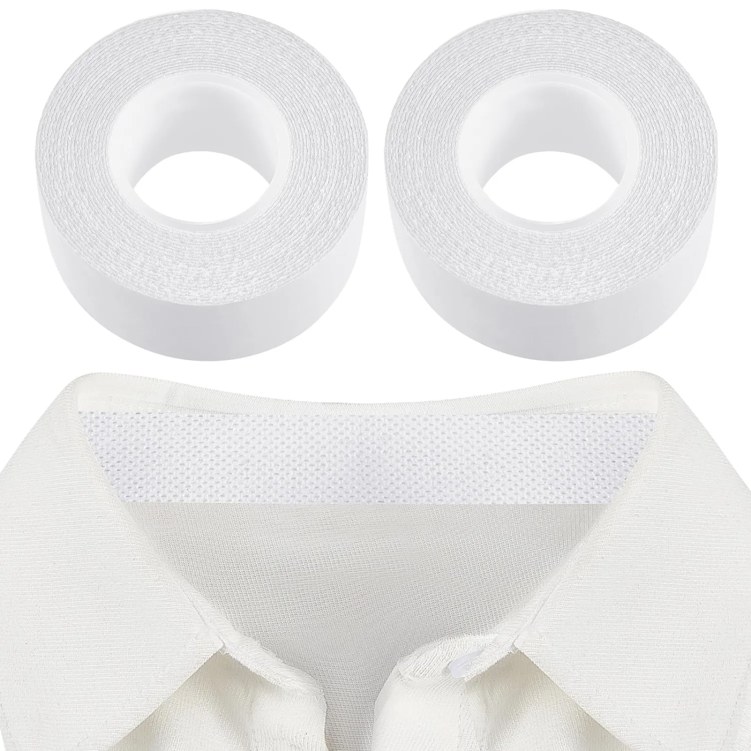 Jecery 2 Rolls Sweat Pads Collar Protectors for Men Women Shirts, Self Adhesive Disposable White Shirt Neck Tape, Dress Hat Collar Invisible Liner Patch Against Sweat Stain (0.98 Inch)