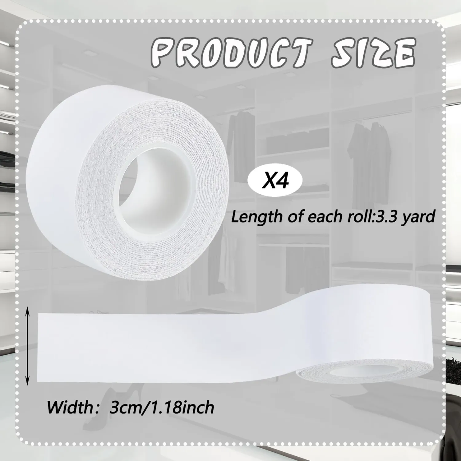 Jecery 4 Rolls Sweat Pads Collar Protectors for Men Women Shirts, Self Adhesive Disposable White Shirt Neck Tape, Dress Hat Collar Invisible Liner Patch Against Sweat Stain (1.18 Inch)
