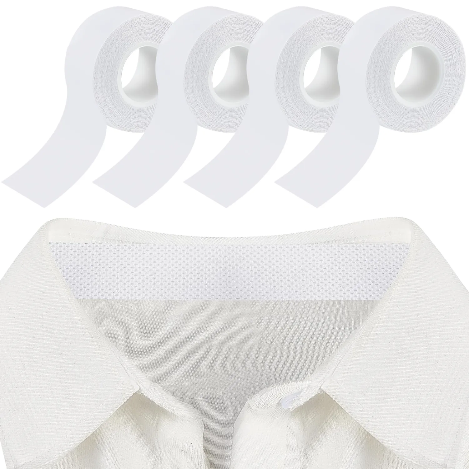 Jecery 4 Rolls Sweat Pads Collar Protectors for Men Women Shirts, Self Adhesive Disposable White Shirt Neck Tape, Dress Hat Collar Invisible Liner Patch Against Sweat Stain (1.18 Inch)