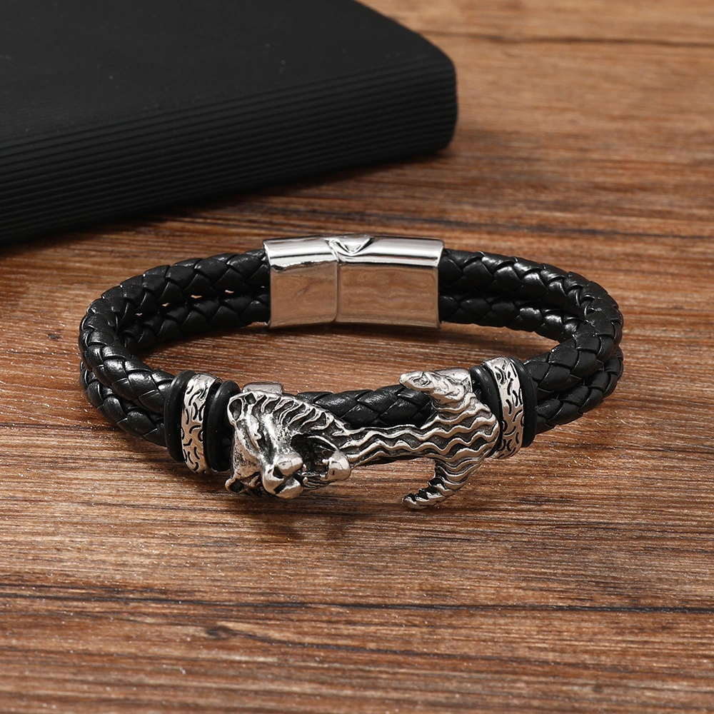 Men's Best-Selling Personalized Lion Head Braided Bracelet