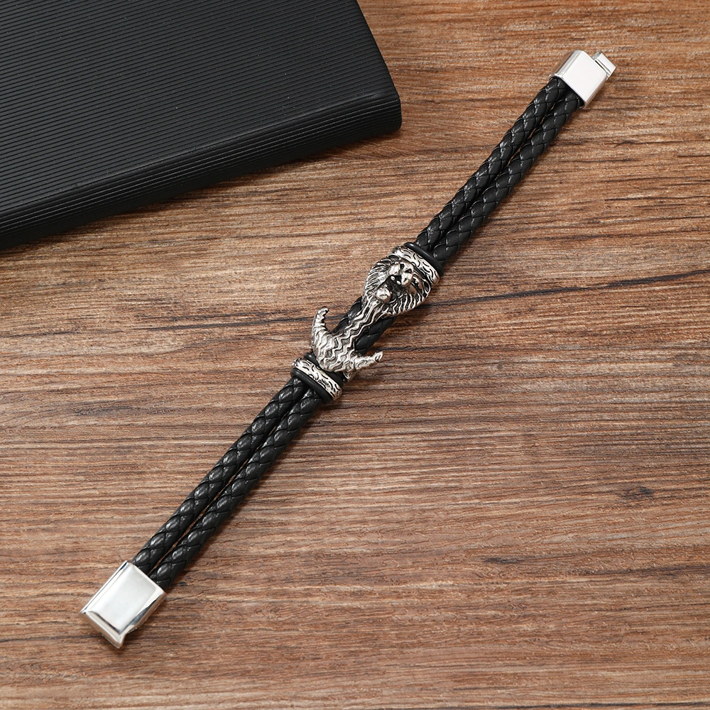 Men's Best-Selling Personalized Lion Head Braided Bracelet