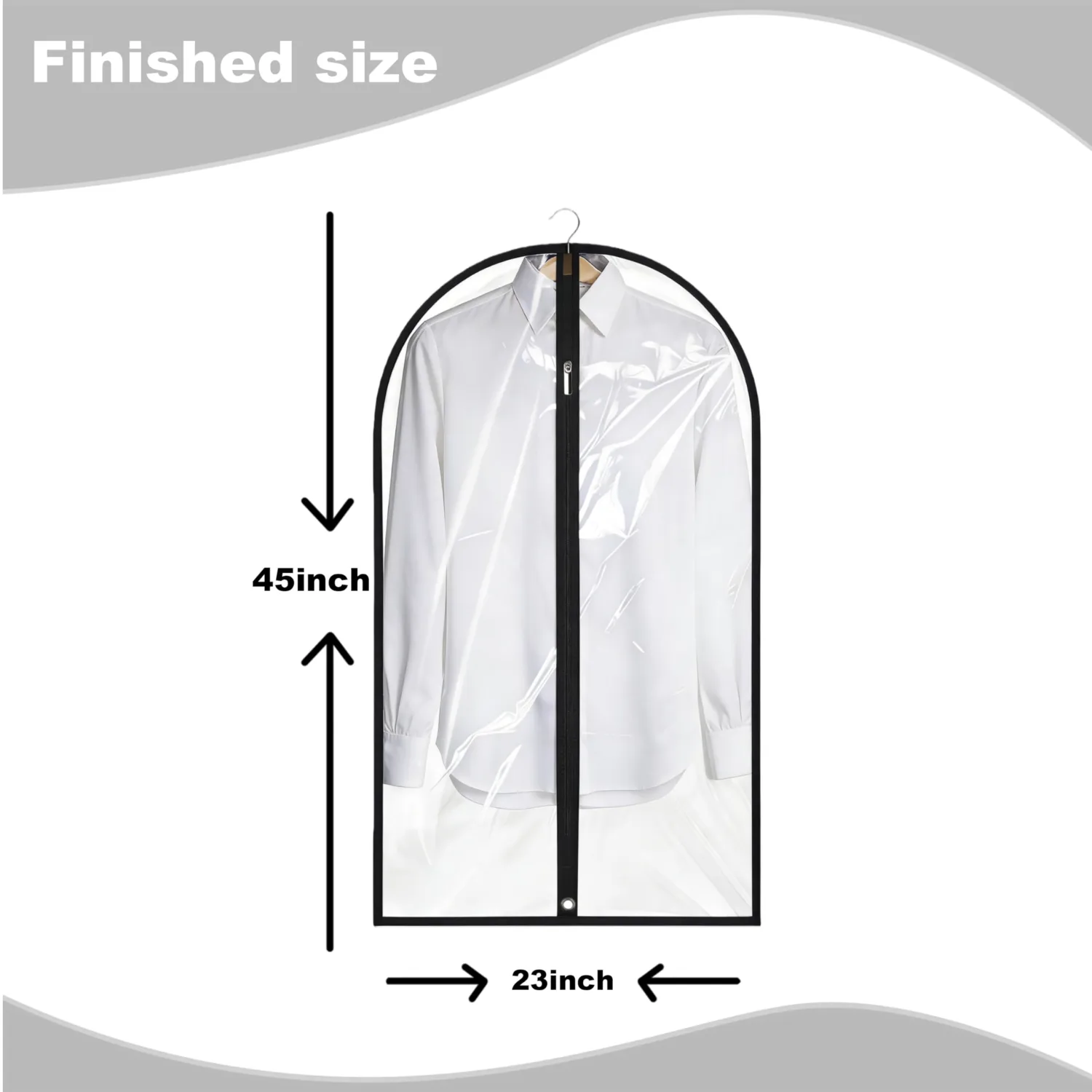 Garment Bags for Hanging Clothes, 45'' Suit Bag Cover for Storage and Travel, Dress Bags for Gowns Long (Clear)