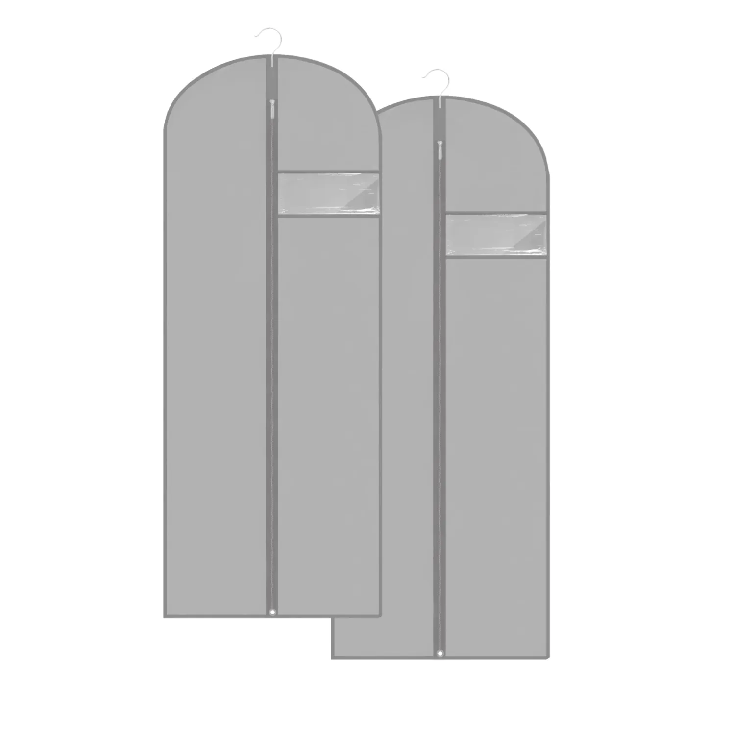 Dress Bags for Gowns Long, 60'' Garment Bags, Suit Bag for Storage and Travel, 2 Pack (Grey)