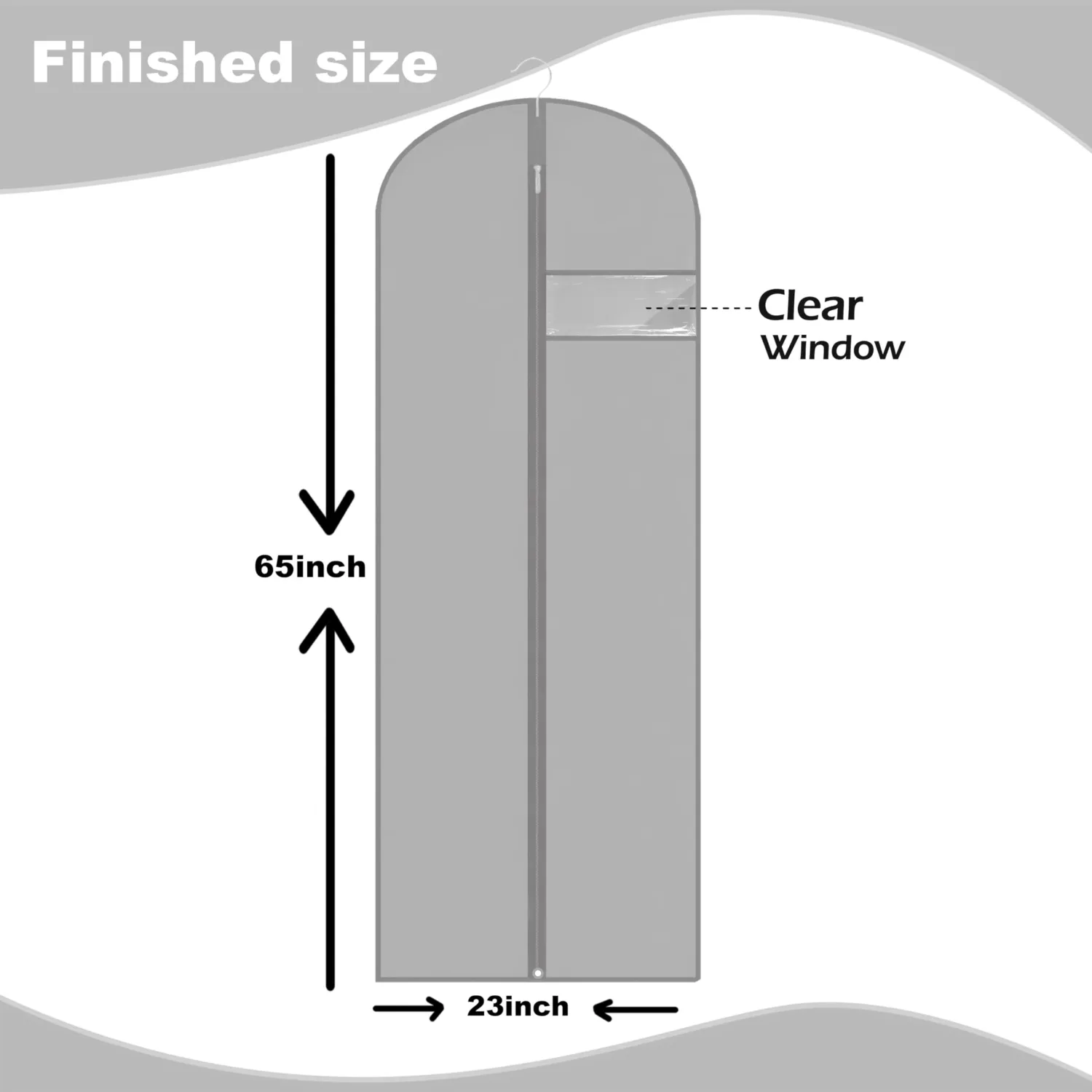 Dress Bags for Gowns Long, 65'' Garment Bags for Hanging Clothes, Suit Bag Cover for Storage and Travel (Grey)