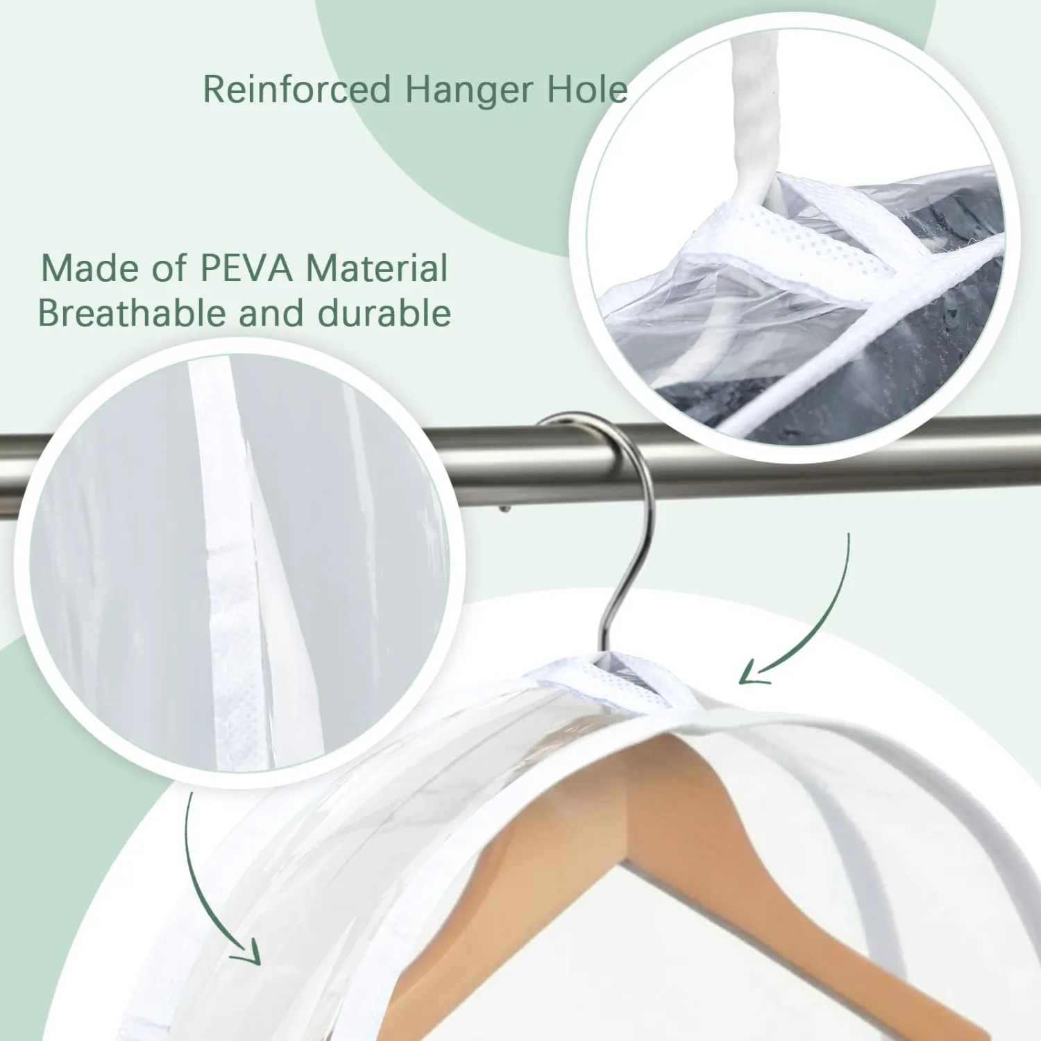 Patelai 8 Pcs 2" Gusseted Shoulder Covers for Hanging Clothes 24" x 12" Plastic Garment Dust Covers Protectors for Closet Storage Suit, Coats, Jackets, Dress Closet Storage (Transparent)