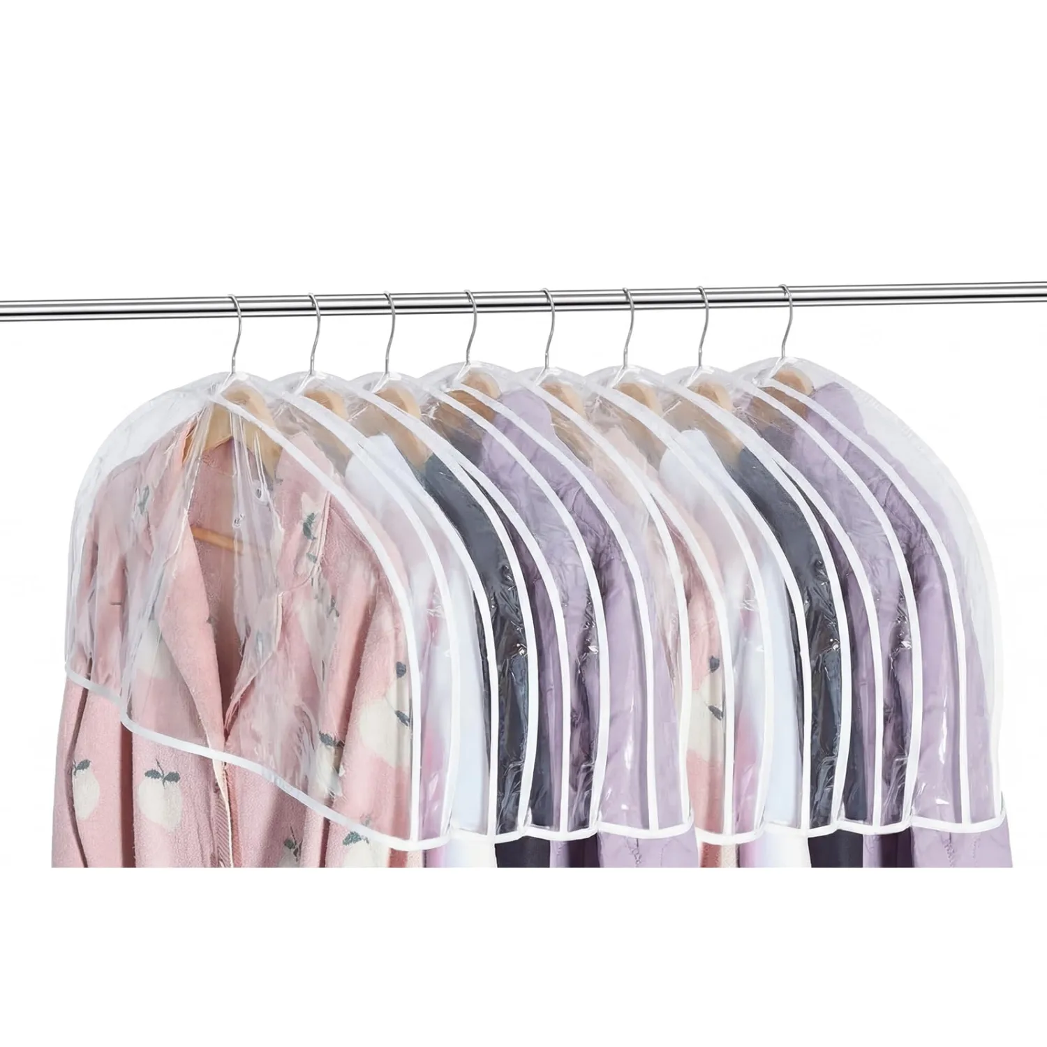Patelai 8 Pcs 2" Gusseted Shoulder Covers for Hanging Clothes 24" x 12" Plastic Garment Dust Covers Protectors for Closet Storage Suit, Coats, Jackets, Dress Closet Storage (Transparent)