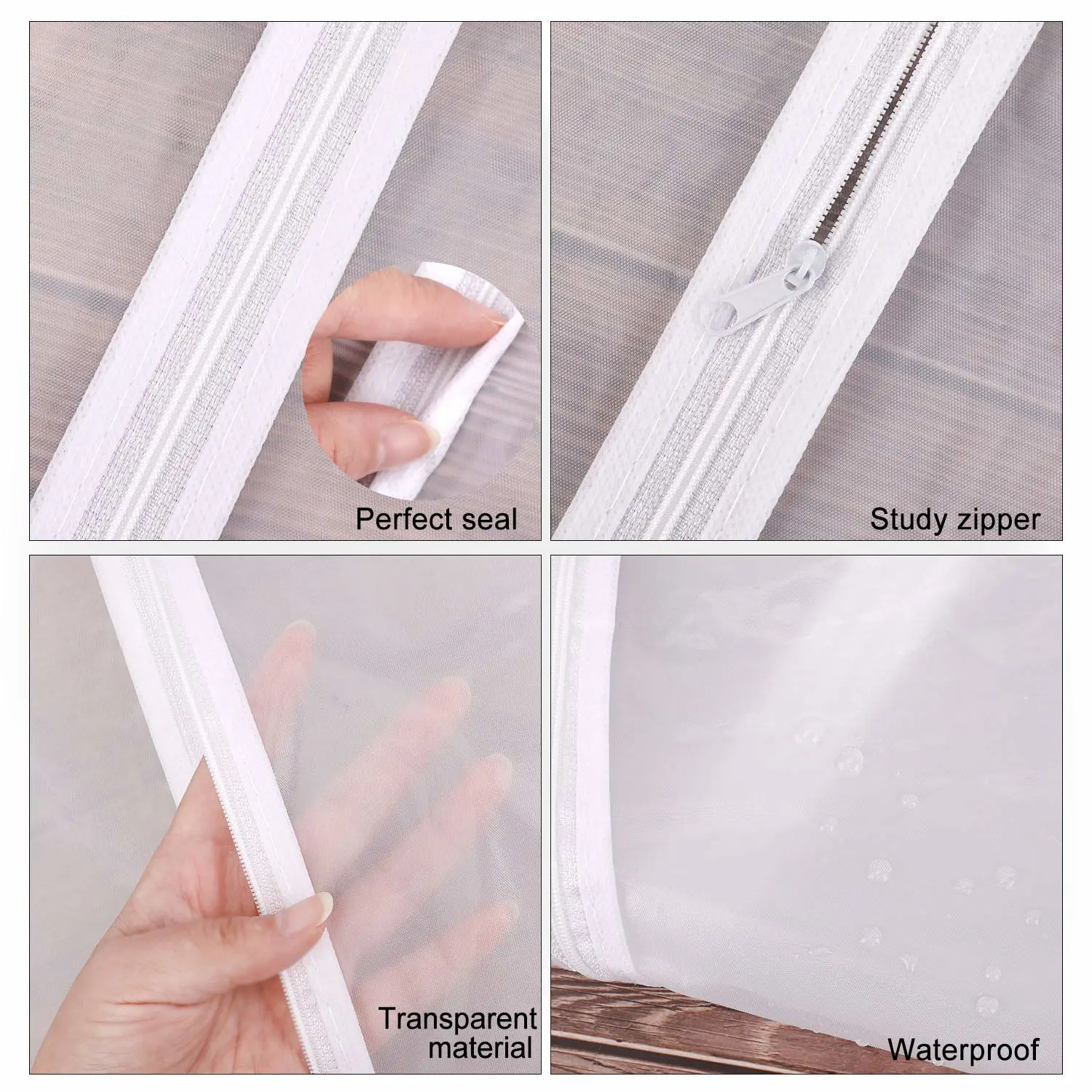 Pwsap 8Pack Breathable Clothes Covers with Zip, Hanging Garment Covers Bags Dress Bag Covers Mens Suit Storage Bag Dust Cover for Wardrobe Storage and Travel