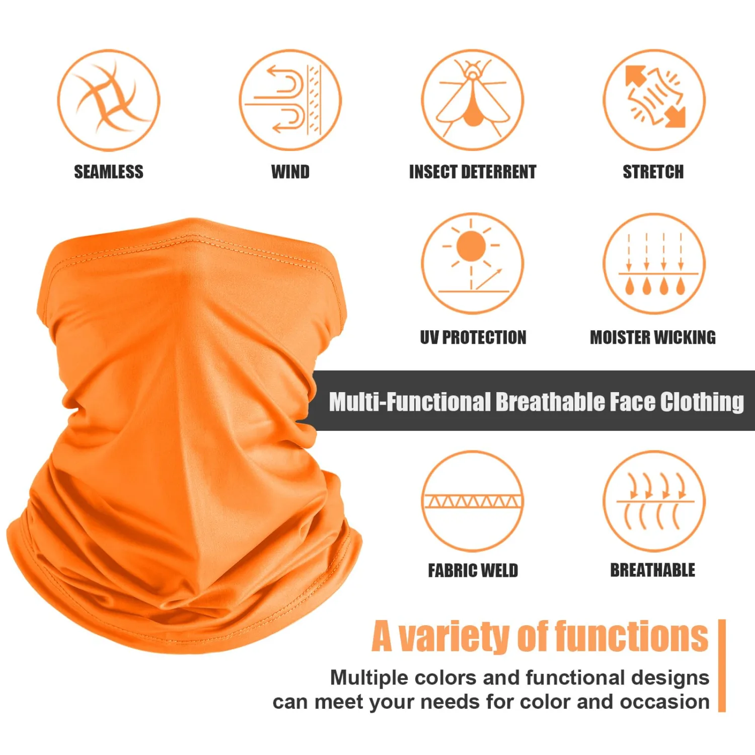 Geyoga 6 Pieces Summer UV Protection Cooling Neck Gaiter Face Clothing Neck Gaiter Mask Scarf Sunscreen Breathable Bandana