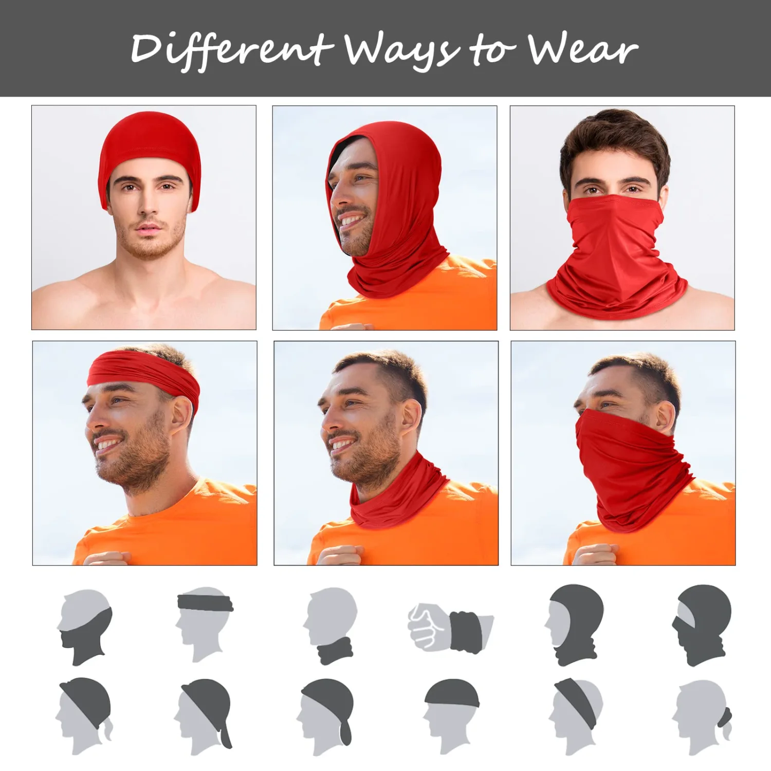 Geyoga 6 Pieces Summer UV Protection Cooling Neck Gaiter Face Clothing Neck Gaiter Mask Scarf Sunscreen Breathable Bandana