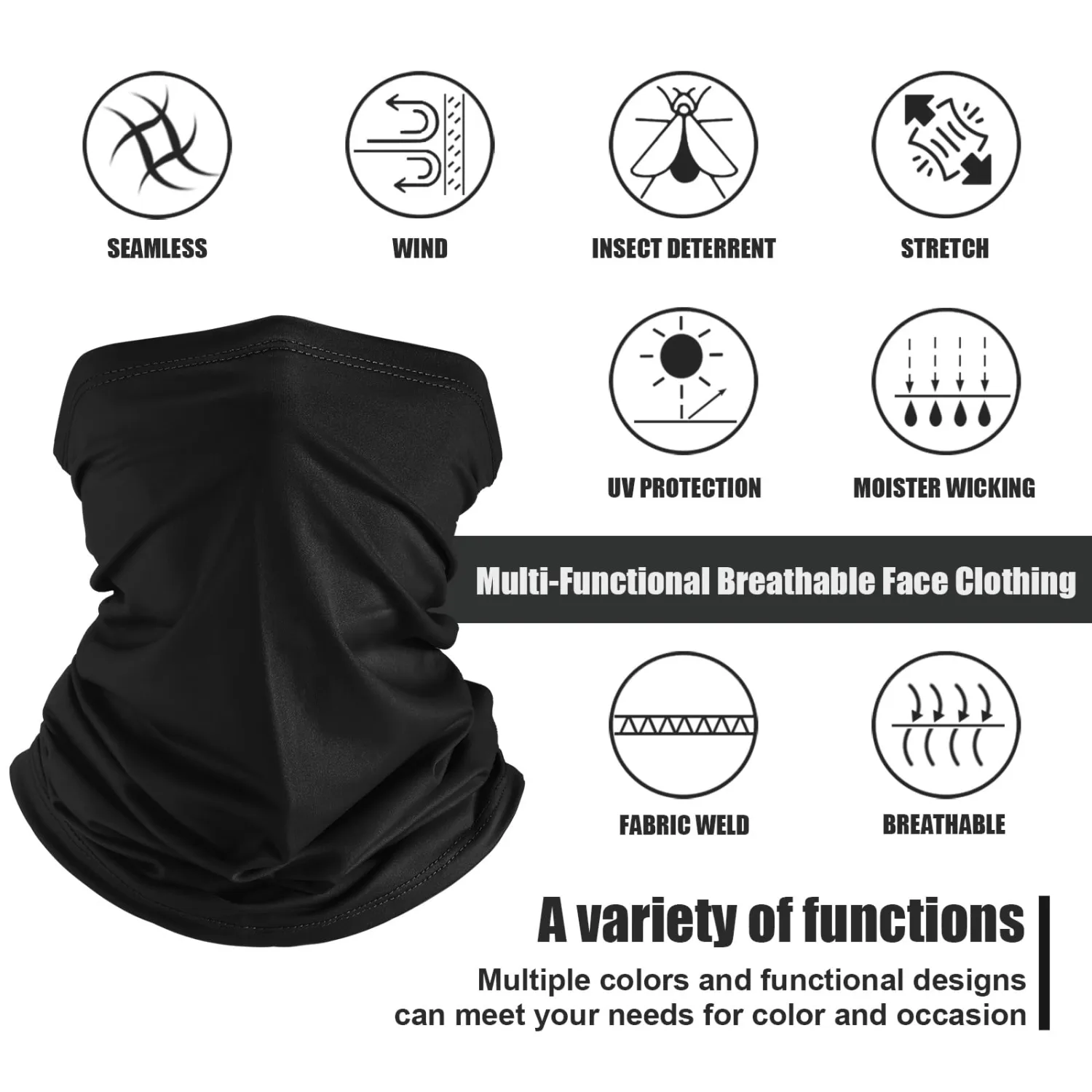 Geyoga 6 Pieces Summer UV Protection Cooling Neck Gaiter Face Clothing Neck Gaiter Mask Scarf Sunscreen Breathable Bandana