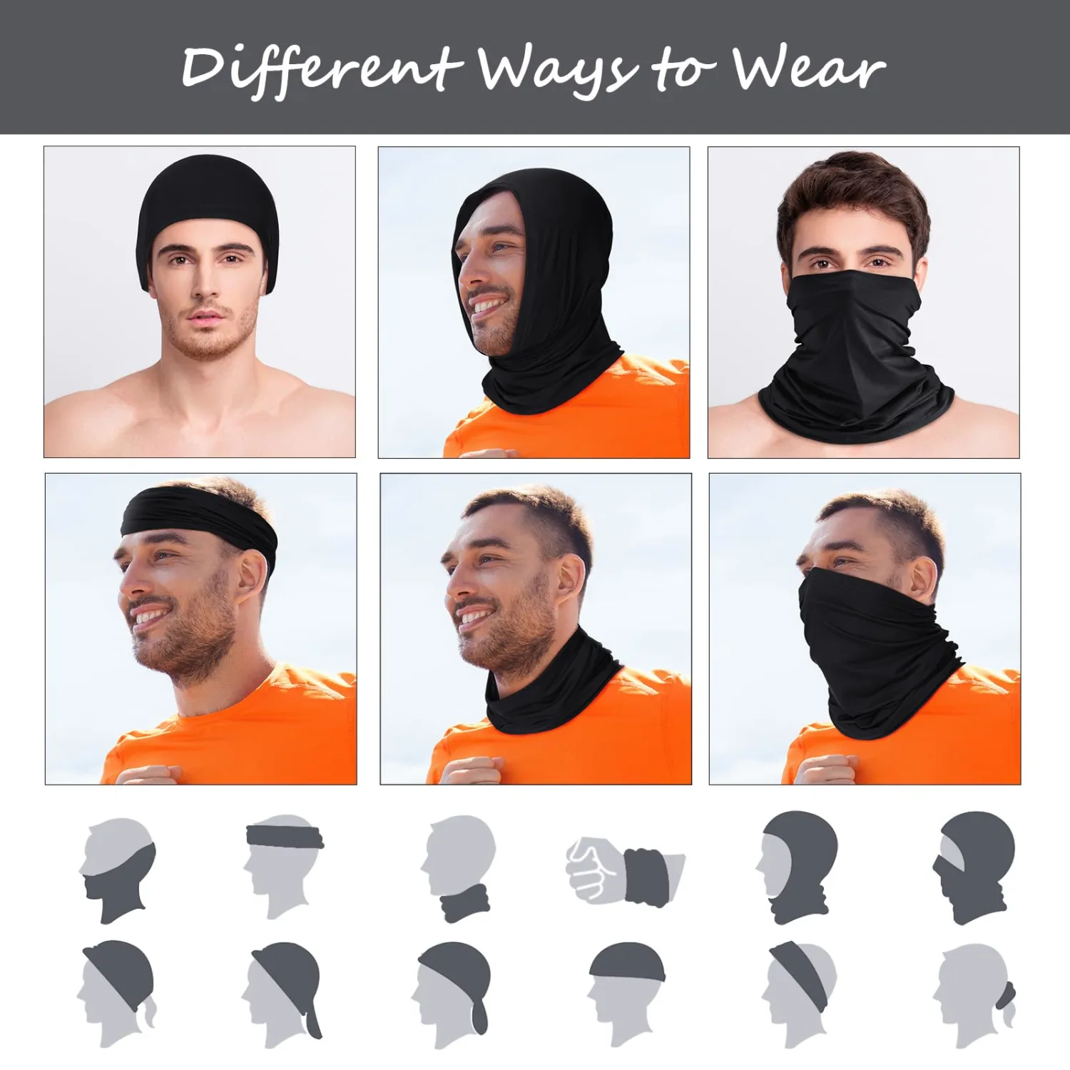 Geyoga 6 Pieces Summer UV Protection Cooling Neck Gaiter Face Clothing Neck Gaiter Mask Scarf Sunscreen Breathable Bandana