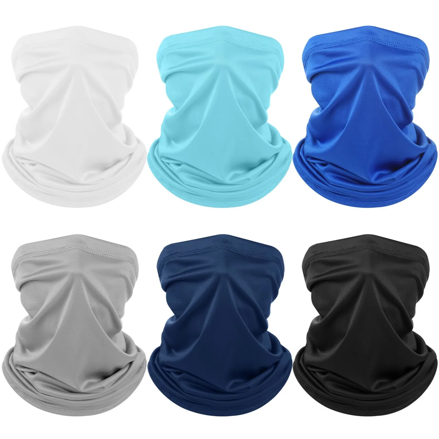 Geyoga 6 Pieces Summer UV Protection Cooling Neck Gaiter Face Clothing Neck Gaiter Mask Scarf Sunscreen Breathable Bandana