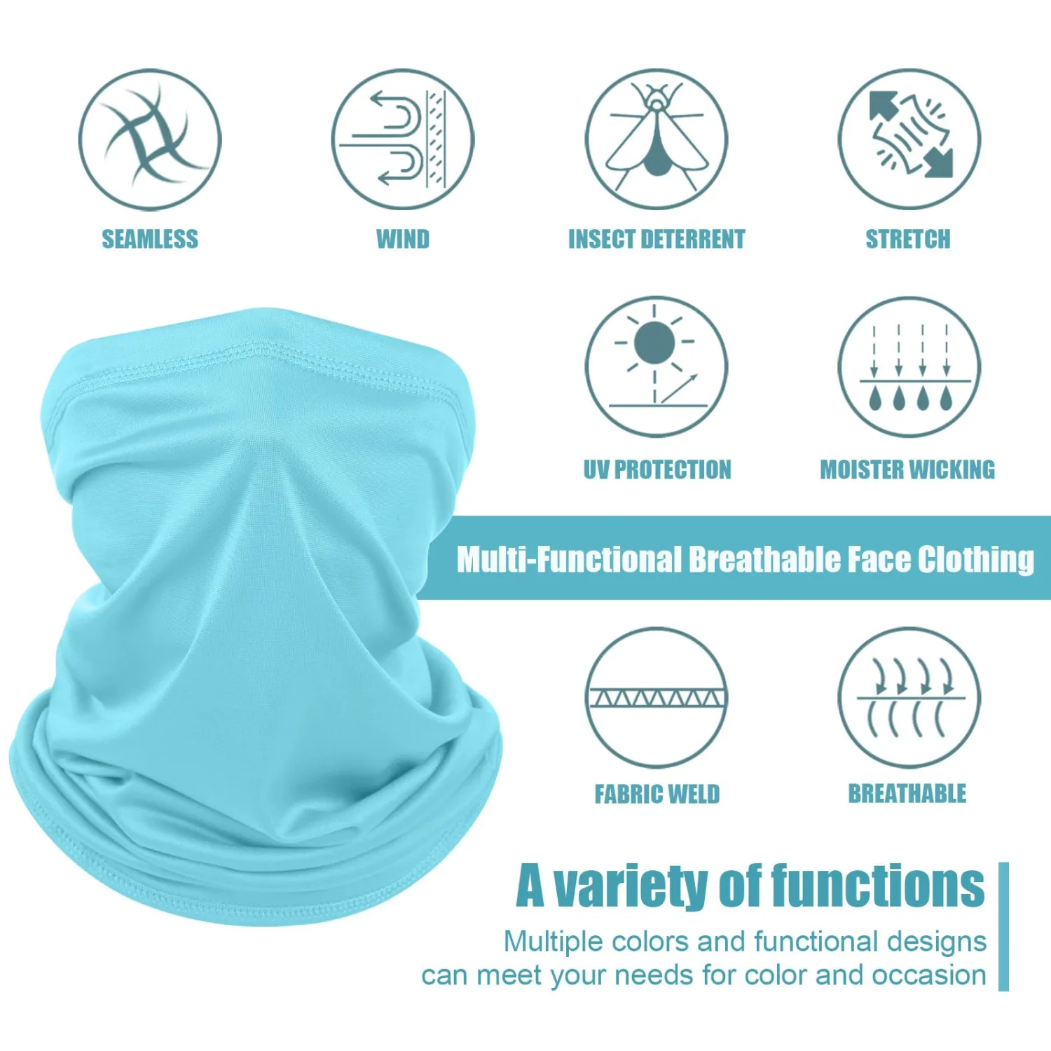 Geyoga 6 Pieces Summer UV Protection Cooling Neck Gaiter Face Clothing Neck Gaiter Mask Scarf Sunscreen Breathable Bandana