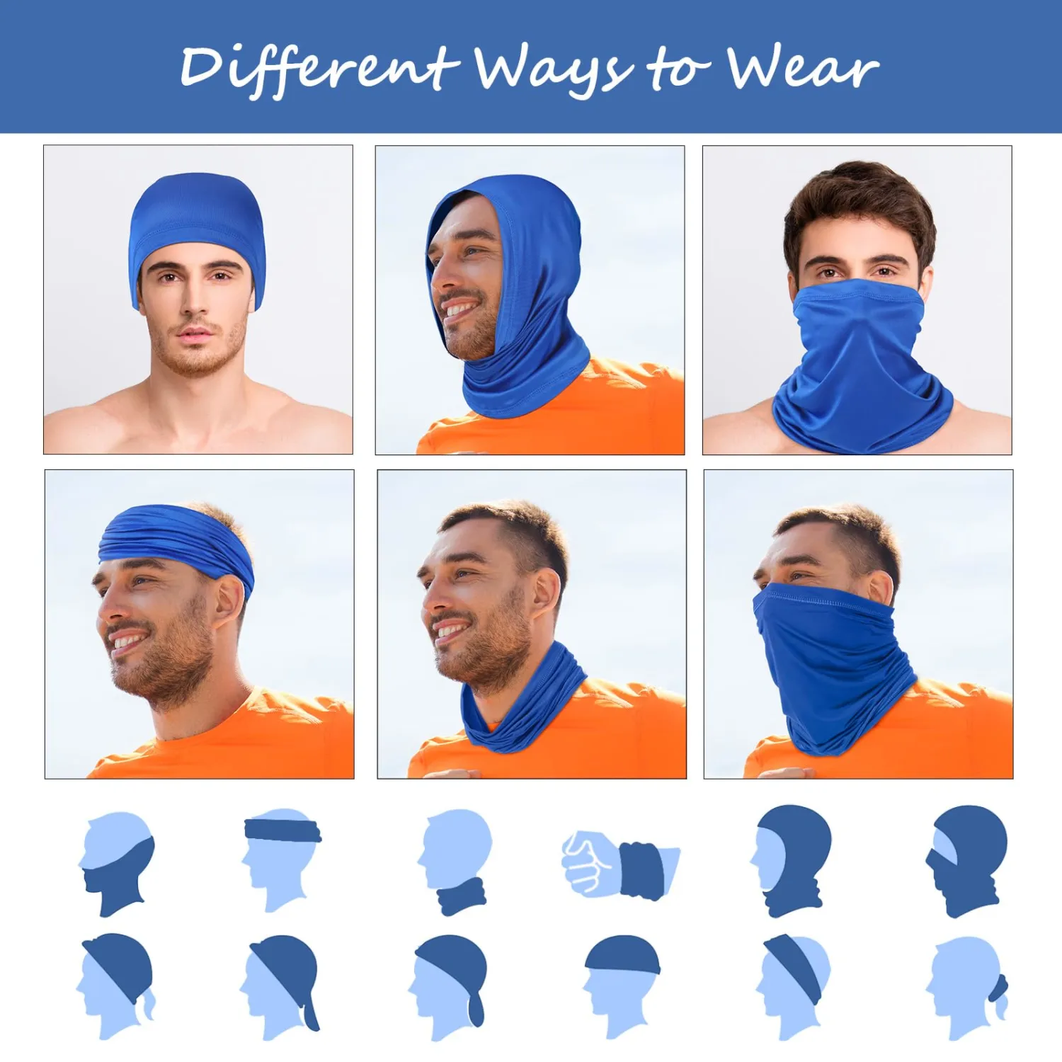 Geyoga 6 Pieces Summer UV Protection Cooling Neck Gaiter Face Clothing Neck Gaiter Mask Scarf Sunscreen Breathable Bandana