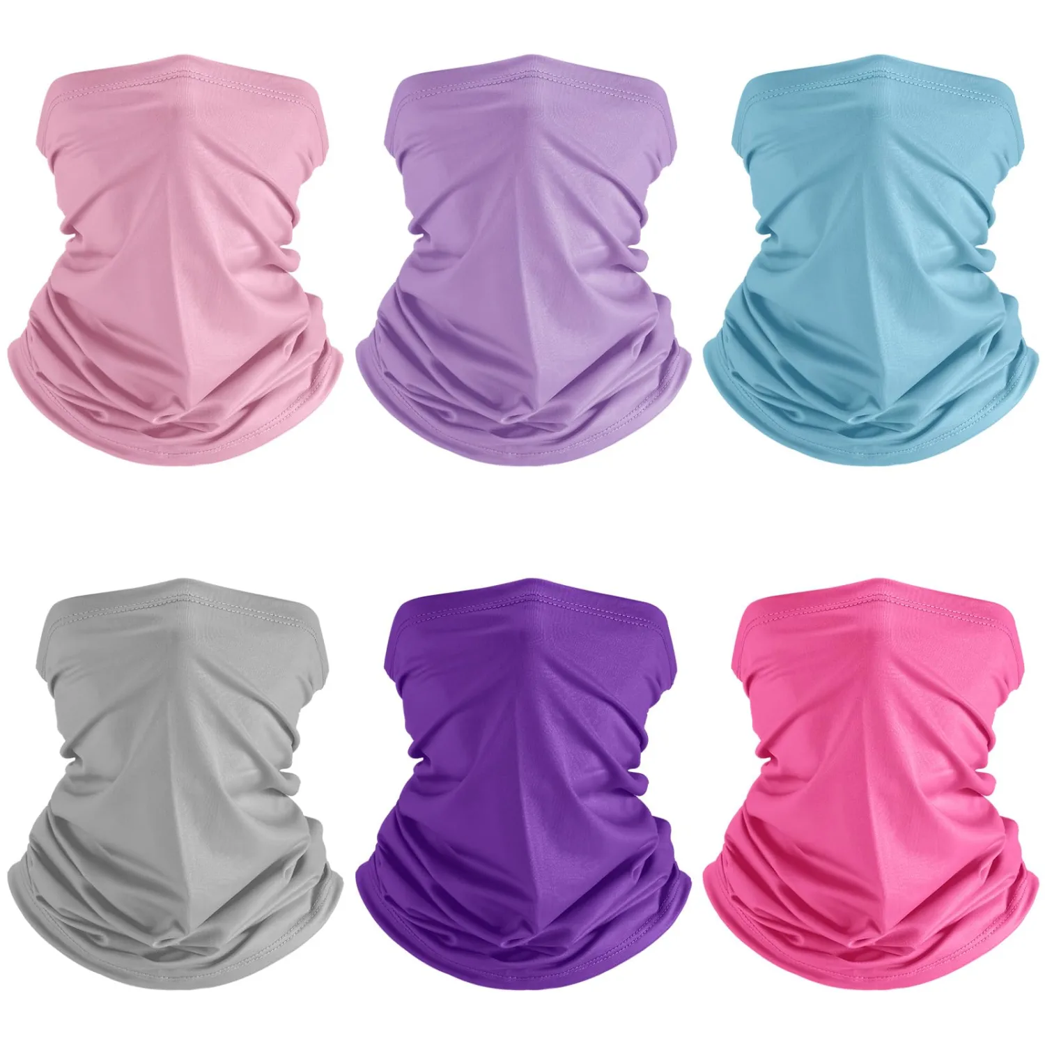 Geyoga 6 Pieces Summer UV Protection Cooling Neck Gaiter Face Clothing Neck Gaiter Mask Scarf Sunscreen Breathable Bandana