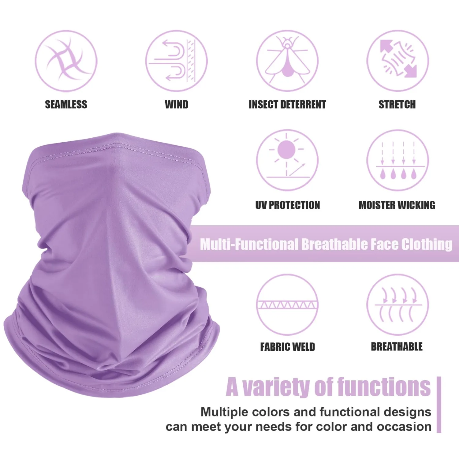 Geyoga 6 Pieces Summer UV Protection Cooling Neck Gaiter Face Clothing Neck Gaiter Mask Scarf Sunscreen Breathable Bandana