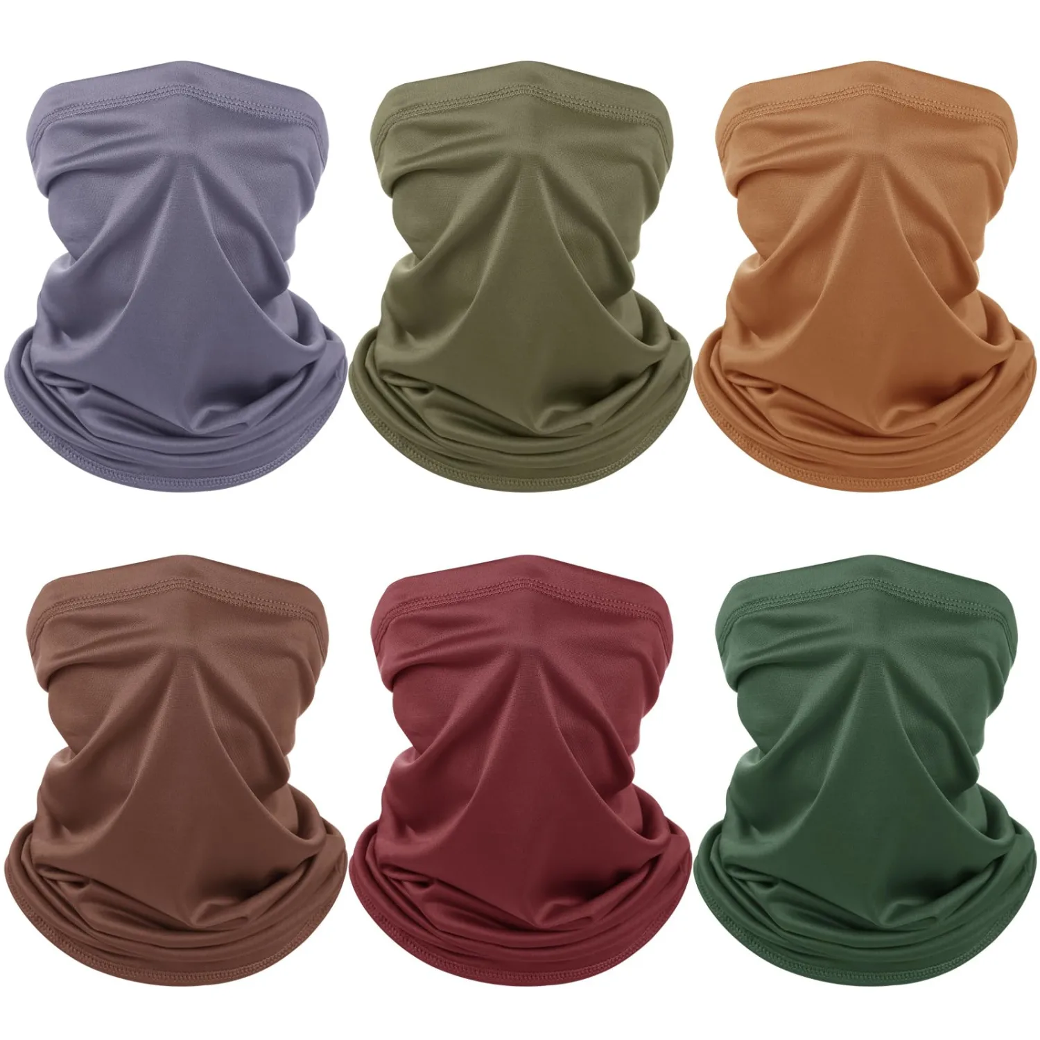 Geyoga 6 Pieces Summer UV Protection Cooling Neck Gaiter Face Clothing Neck Gaiter Mask Scarf Sunscreen Breathable Bandana