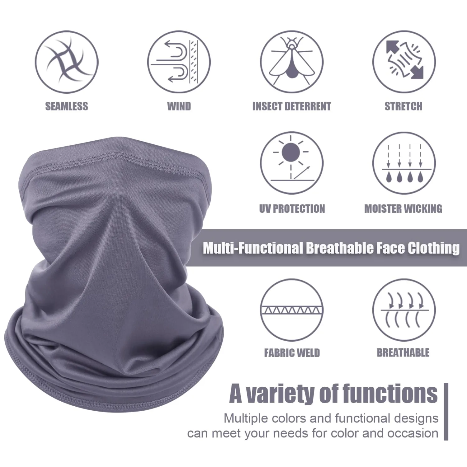 Geyoga 6 Pieces Summer UV Protection Cooling Neck Gaiter Face Clothing Neck Gaiter Mask Scarf Sunscreen Breathable Bandana