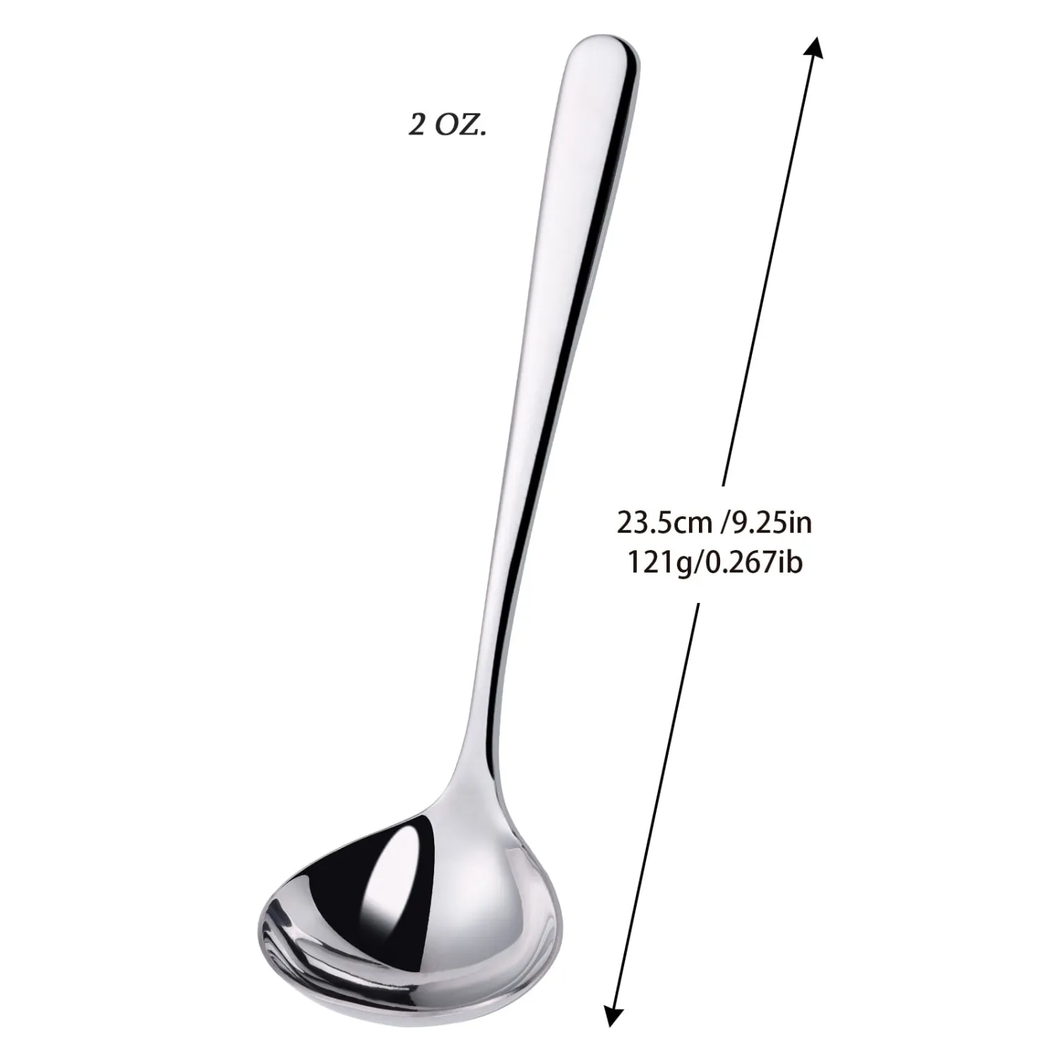 2 oz. Soup Ladles SUS304 Stainless Steel Gravy Ladle for Serving,9.5 Inch Sauce Ladel Spoon(Silver)(Set of 2)