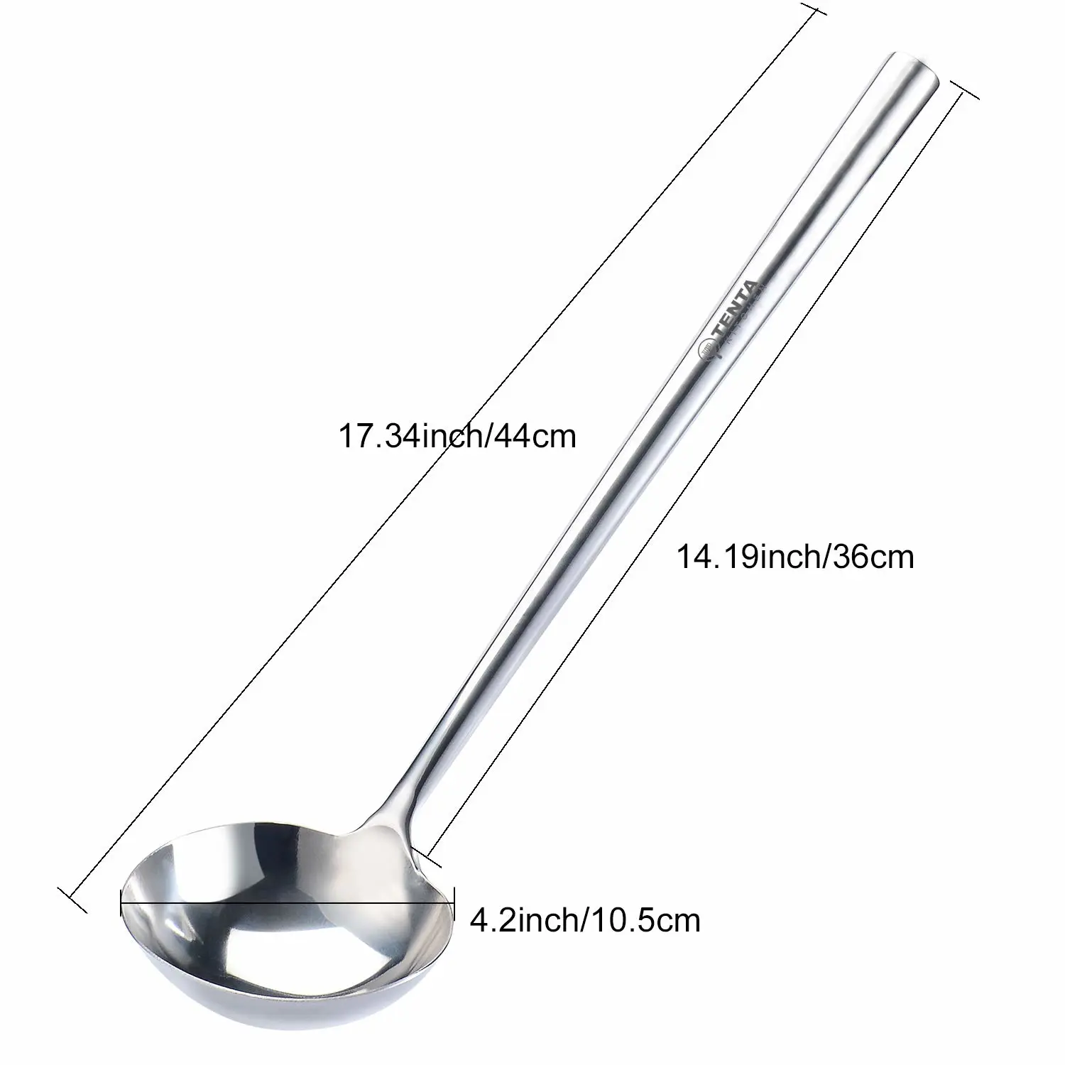Tenta Kitchen Professional Large Stainless Steel Serving Ladle Spoon - Gravy Ladle Soup Spoon For School Canteen,Hotel Kitchen,Restaurant (3.86"x17")