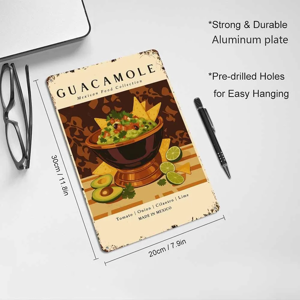 Guacamole 8x12 Inch Aluminum Metal Tin Signs Funny Vintage Poster-For Living Bathroom Room Kitchen Bedroom Garden Wall Decor
