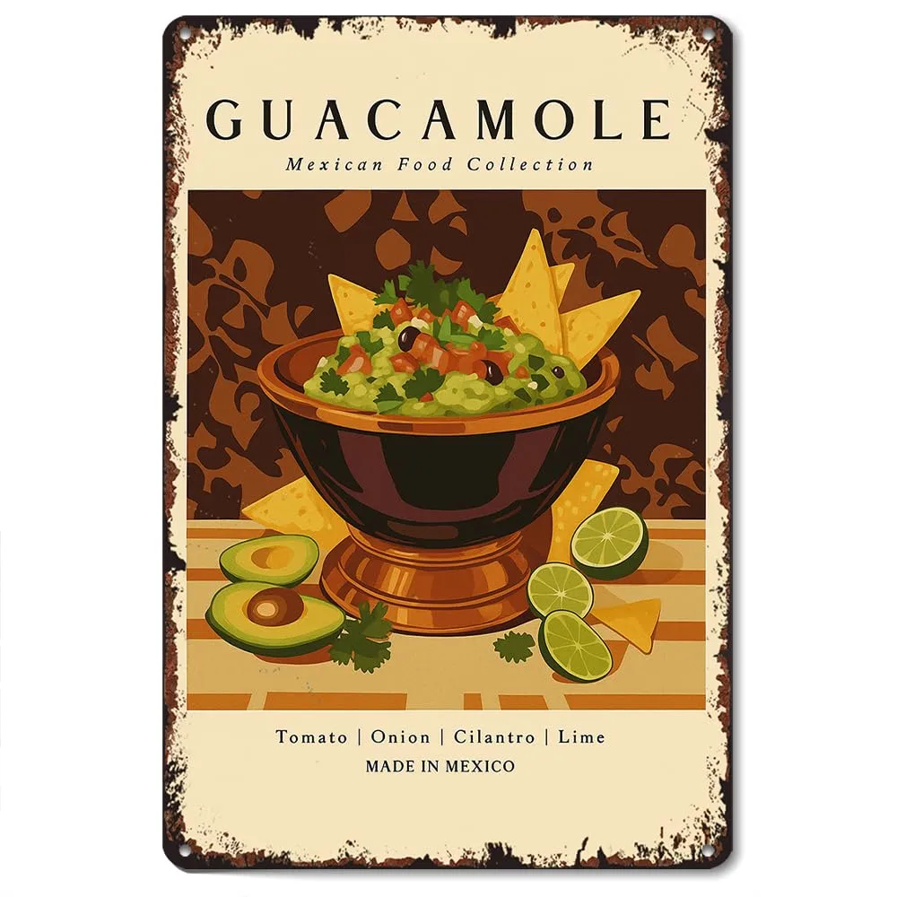 Guacamole 8x12 Inch Aluminum Metal Tin Signs Funny Vintage Poster-For Living Bathroom Room Kitchen Bedroom Garden Wall Decor