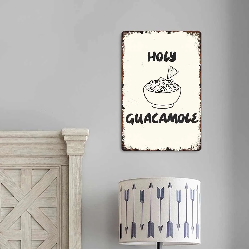 KERUNSM Holy Guacamole Funny Poster Sign 8x12 Inch Vintage Aluminum Metal Tin Signs-For Living Bathroom Room Kitchen Bedroom Patio Wall Decor