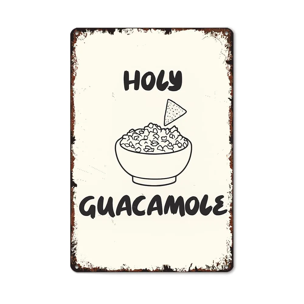 KERUNSM Holy Guacamole Funny Poster Sign 8x12 Inch Vintage Aluminum Metal Tin Signs-For Living Bathroom Room Kitchen Bedroom Patio Wall Decor