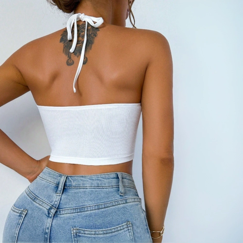 Strap Tank Short-length Midriff-baring Slim-fit Figure-flattering Top