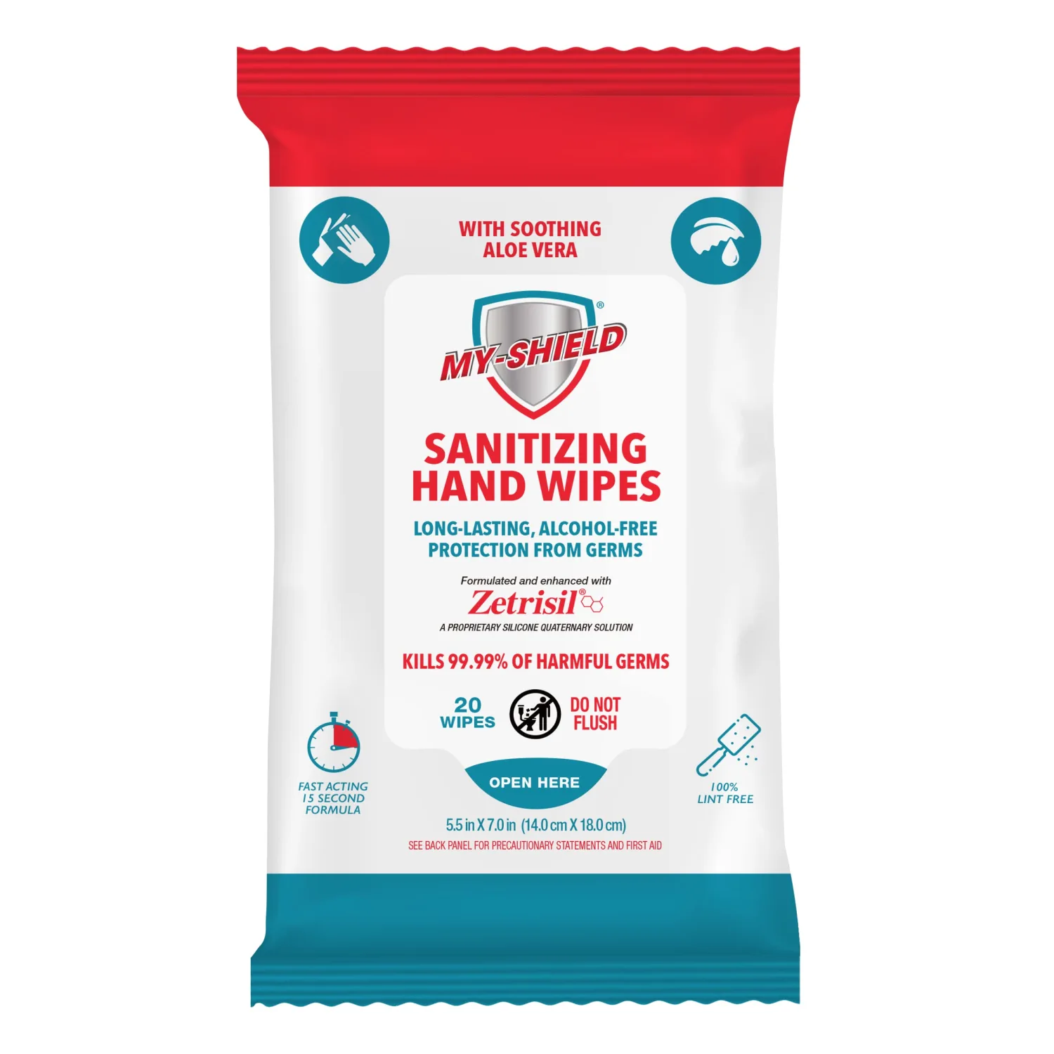 Sanitizing Hand Wipes - Travel Pack - 20 Count (4-pack) Alcohol-Free, Long-lasting Protection. Kills 99.9% of Germs. Moisturizes With Aloe Vera. Formulated with Zetrisil.