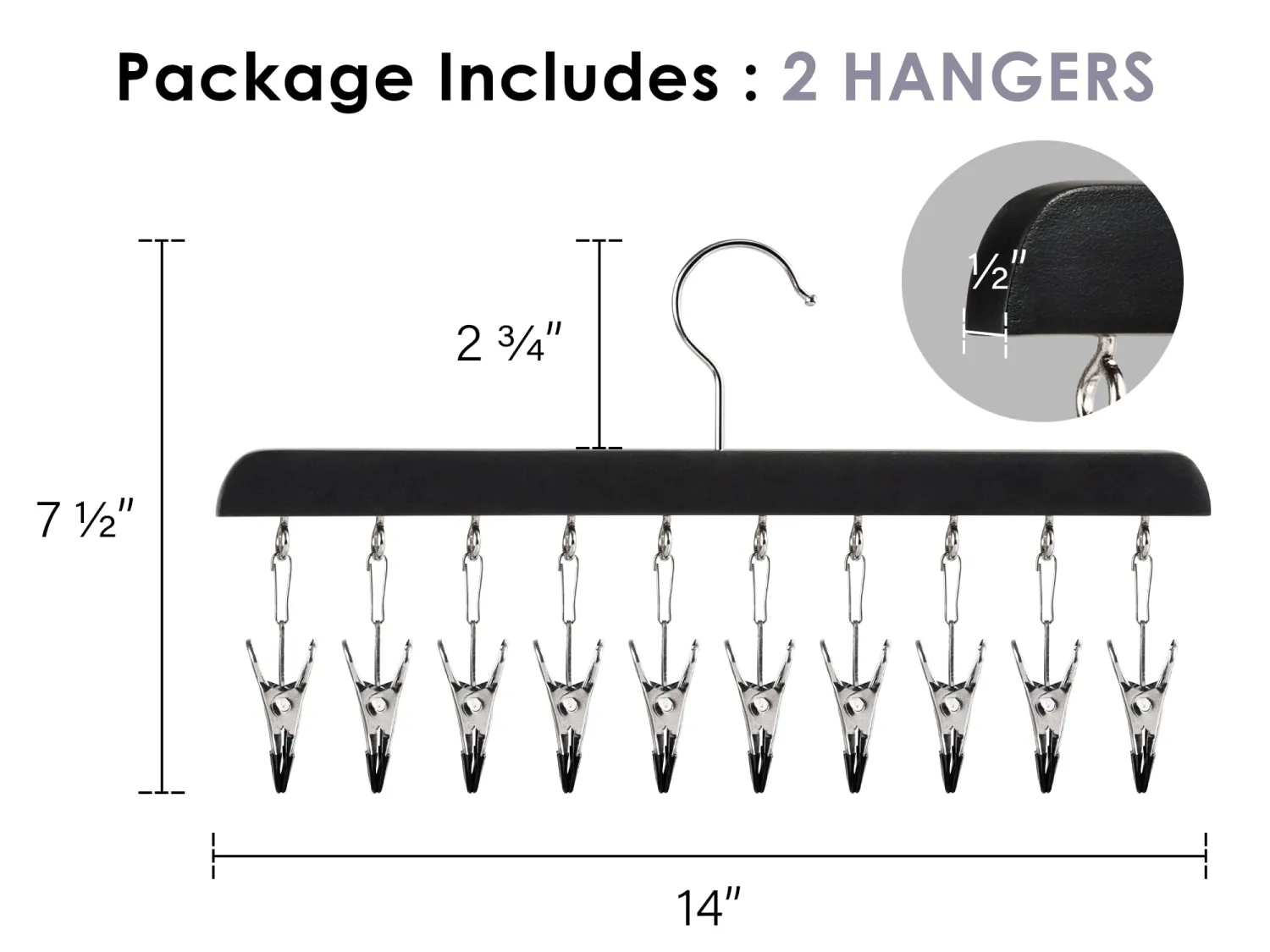 StorageWorks Hat Rack, Closet Organizer and Storage for Baseball Caps,Set of 2 with 10 Adjustable Stainless Steel Clips, Fits All Caps, Black