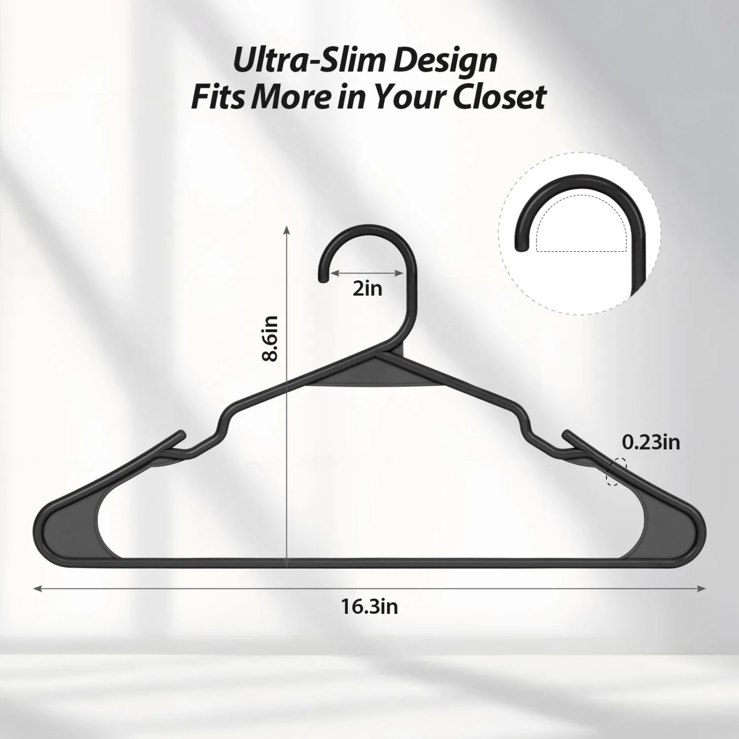 Plastic Hangers for Clothes - Durable & Versatile Color, Coat, Shirt & Pants Hangers - Space Saving Closet Storage Organizer Essentials with Non-Slip for Home, Dorm, Apartment (Black, 20 Pack)