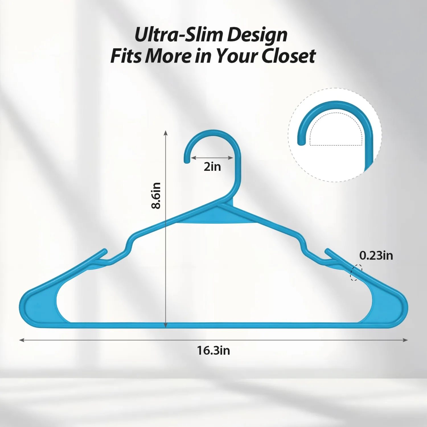 Plastic Hangers for Clothes - Durable & Versatile Color, Coat, Shirt & Pants Hangers - Space Saving Closet Storage Organizer Essentials with Non-Slip for Home, Dorm, Apartment (Blue, 20 Pack)