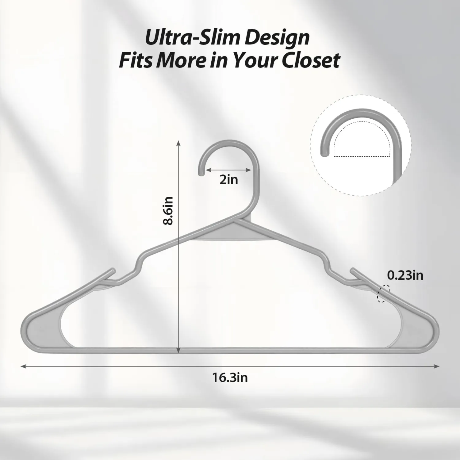 Plastic Hangers for Clothes - Durable & Versatile Color, Coat, Shirt & Pants Hangers - Space Saving Closet Storage Organizer Essentials with Non-Slip for Home, Dorm, Apartment (Gray, 20 Pack)