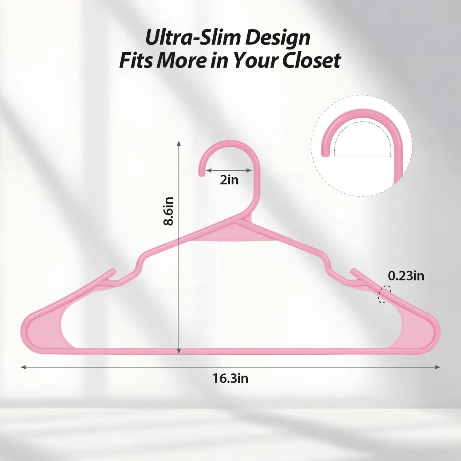 Plastic Hangers for Clothes - Durable & Versatile Color, Coat, Shirt & Pants Hangers - Space Saving Closet Storage Organizer Essentials with Non-Slip for Home, Dorm, Apartment (Pink, 20 Pack)