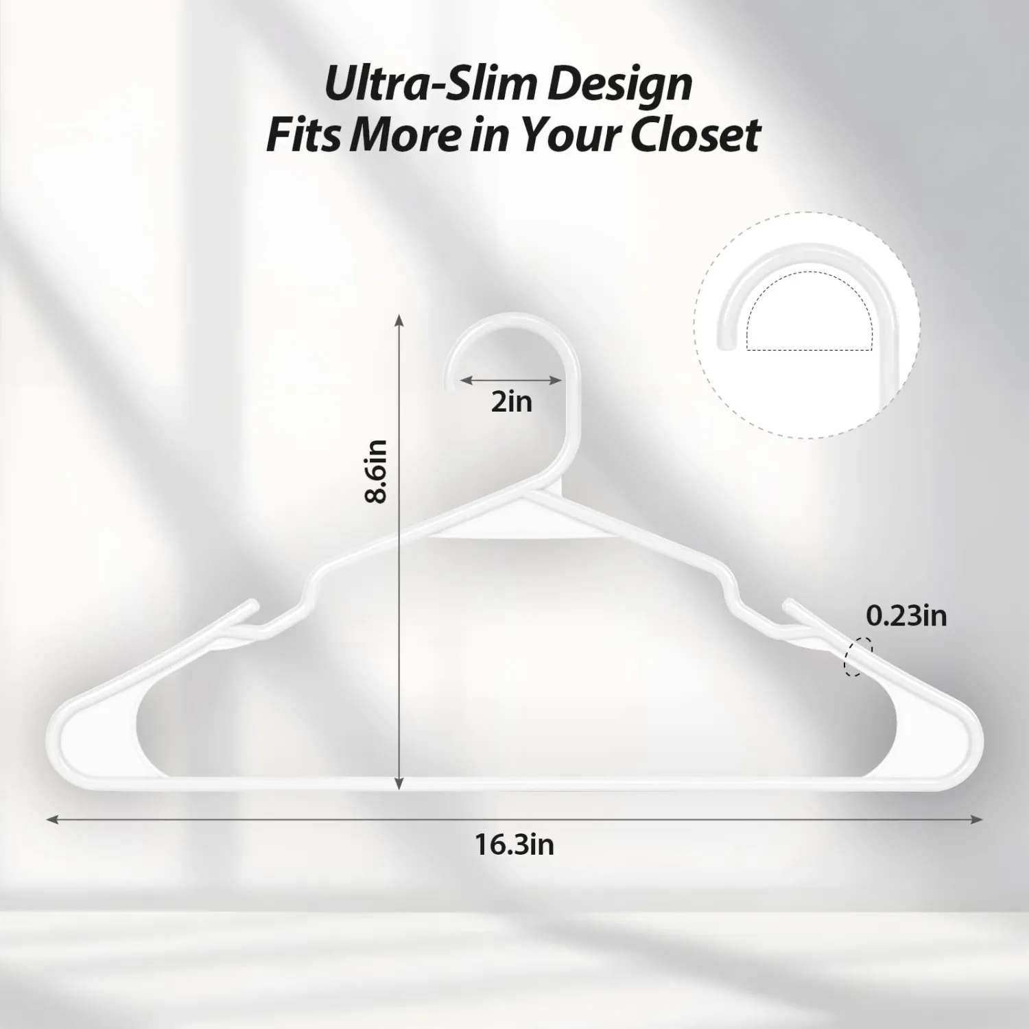 Plastic Hangers for Clothes - Durable & Versatile Color, Coat, Shirt & Pants Hangers - Space Saving Closet Storage Organizer Essentials with Non-Slip for Home, Dorm, Apartment (White, 20 Pack)