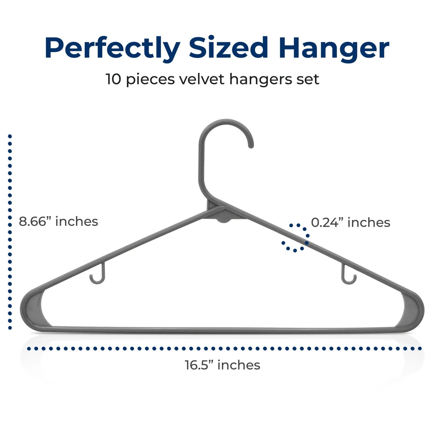 SereneLife Premium 10 Pack Plastic Hangers, Lightweight, Durable, Space Saving Clothes Organizers, Suitable for Shirts, Sweaters, Hoodies, Dresses, Kids Clothes, Good for Home Organization (Gray)